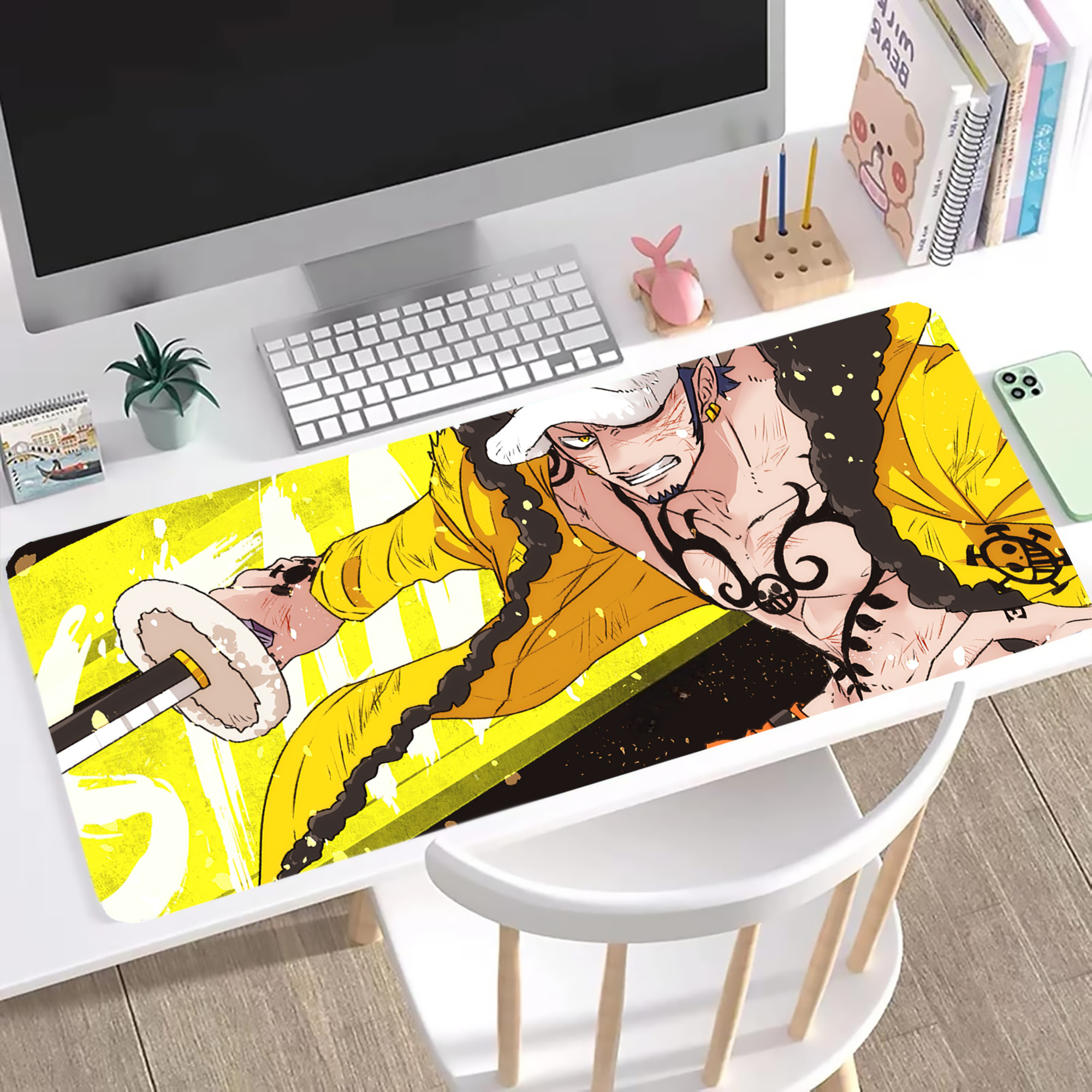 ワンピース ONE PIECE ステッチ加工 大判デスクマット／滑り止めマウスパッド