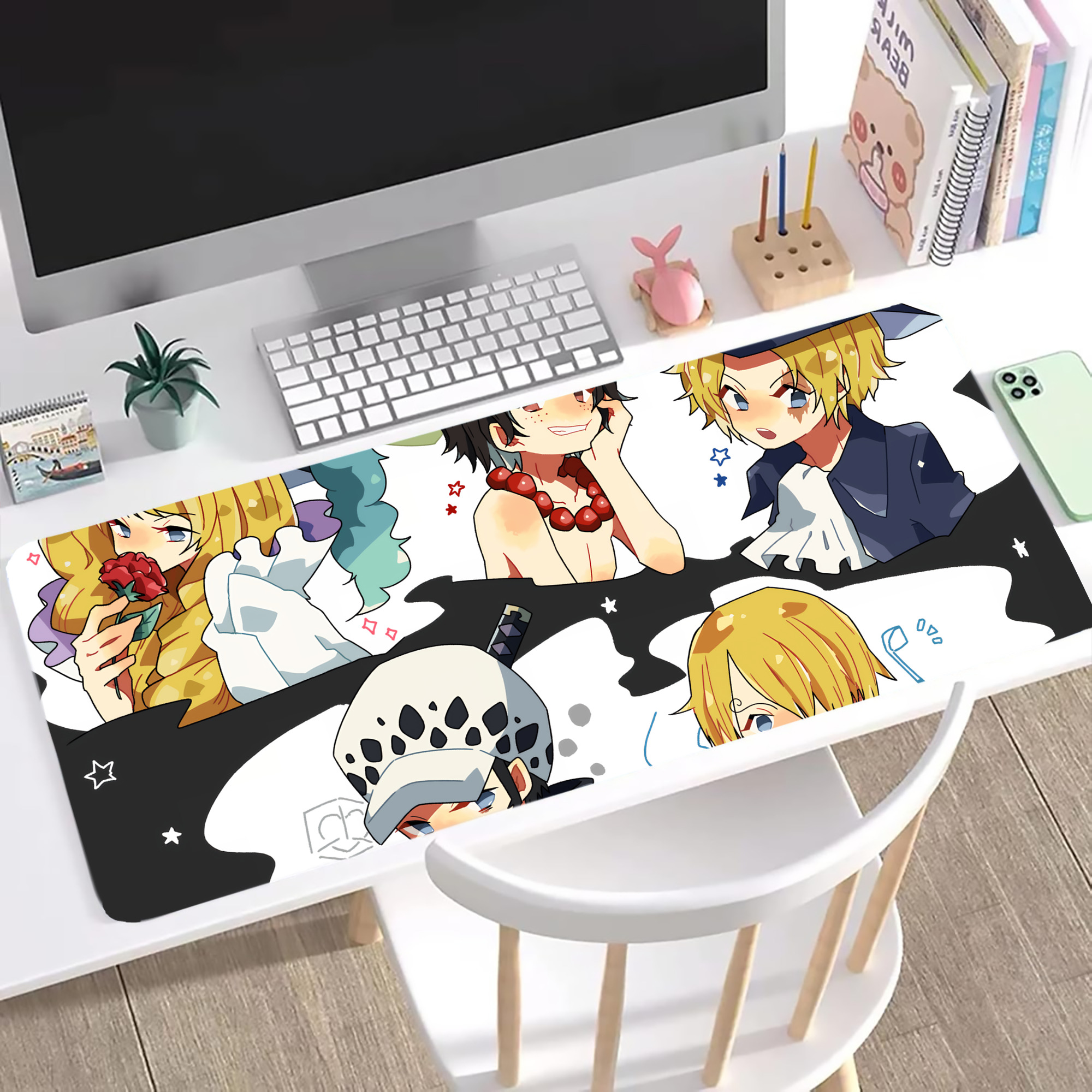 ワンピース ONE PIECE ステッチ加工 大判デスクマット／滑り止めマウスパッド