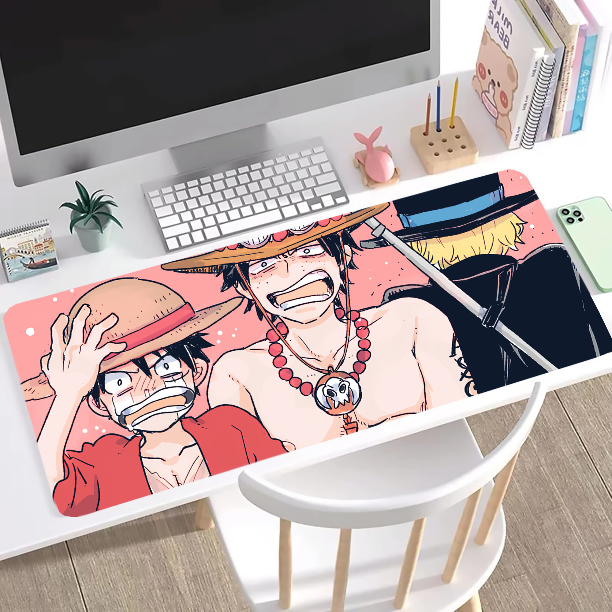 ワンピース ONE PIECE ステッチ加工 大判デスクマット／滑り止めマウスパッド