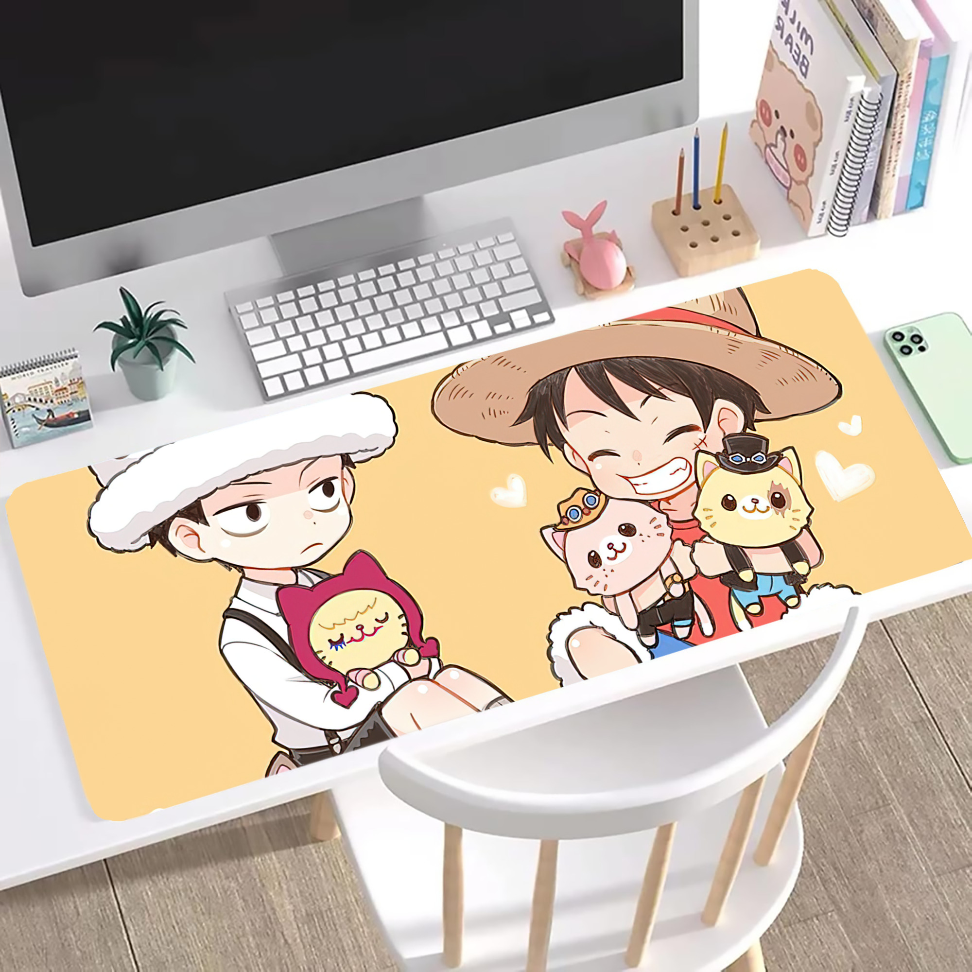 ワンピース ONE PIECE ステッチ加工 大判デスクマット／滑り止めマウスパッド