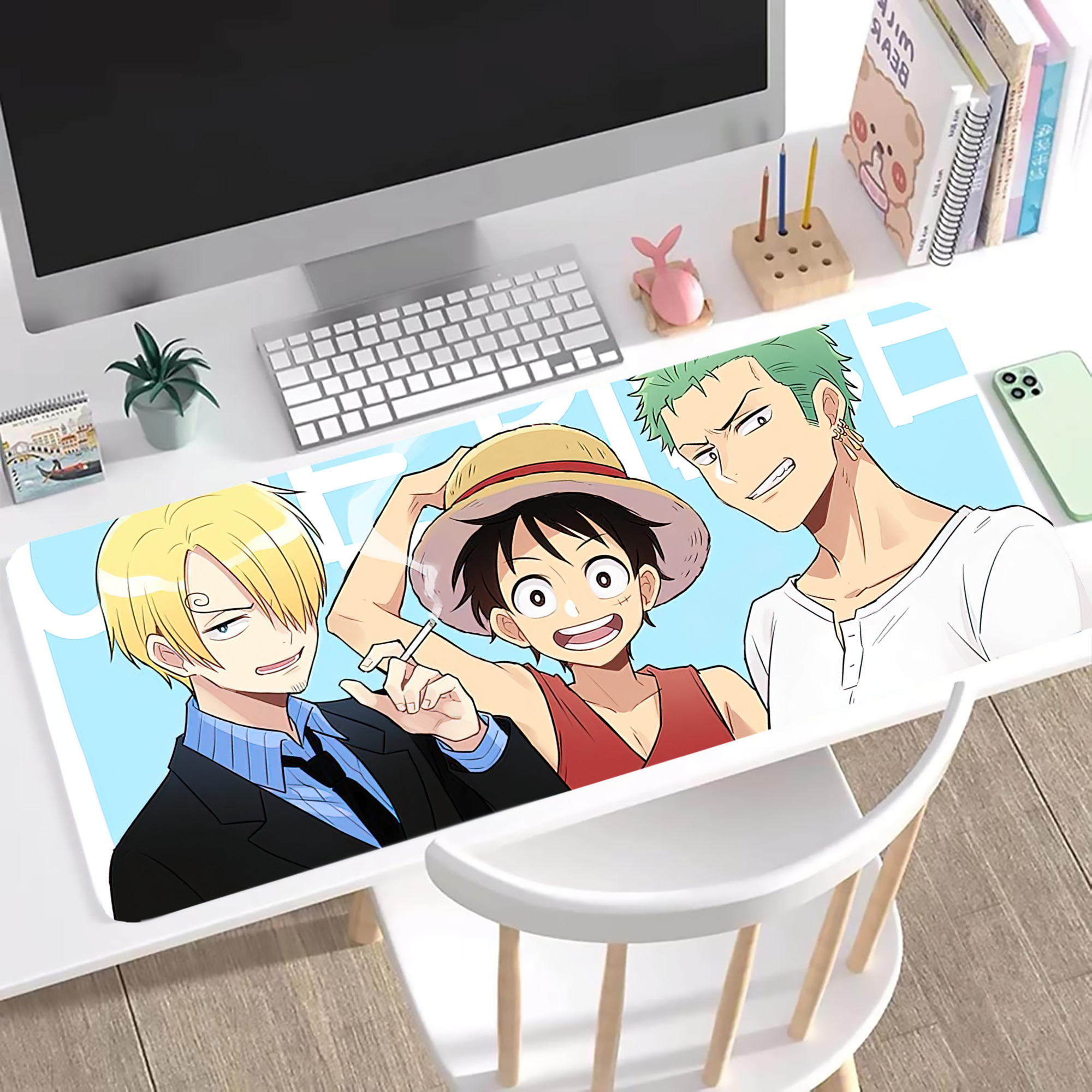ワンピース ONE PIECE ステッチ加工 大判デスクマット／滑り止めマウスパッド