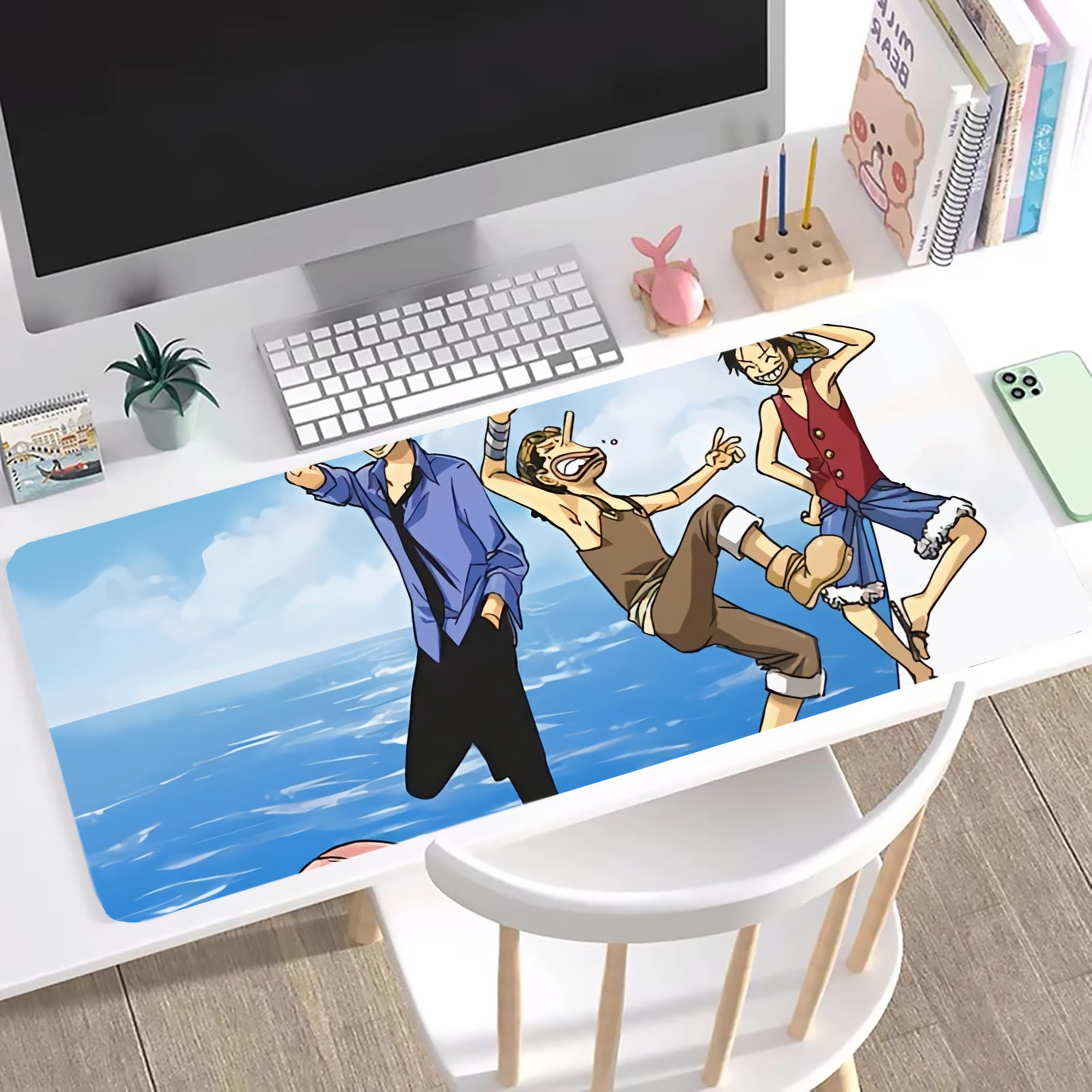ワンピース ONE PIECE ステッチ加工 大判デスクマット／滑り止めマウスパッド