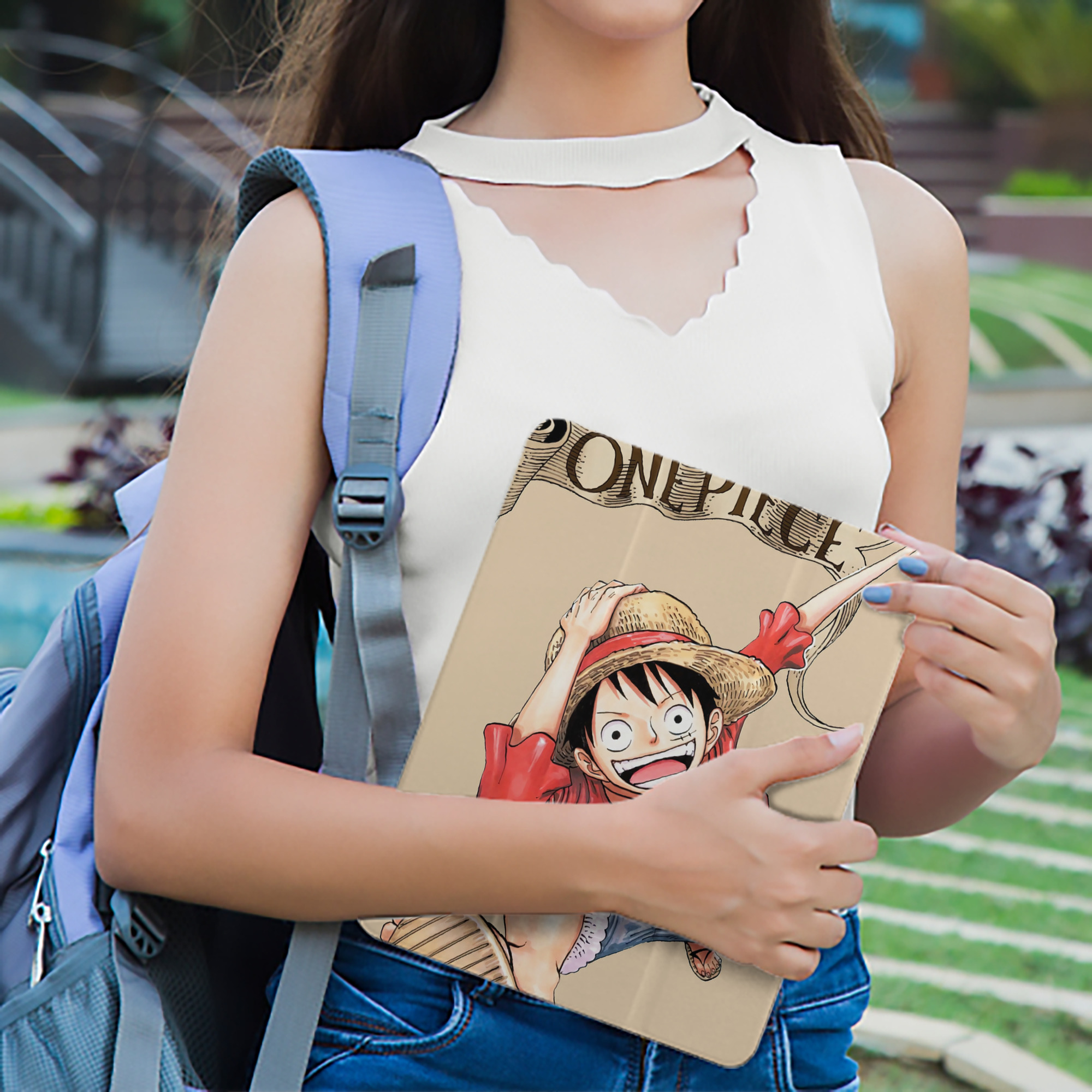 ワンピース ONE PIECE IPad ケース ペン収納付き 三つ折りスタンド PUレザー×シリコン 対応機種9.5/10.5/10.9インチ