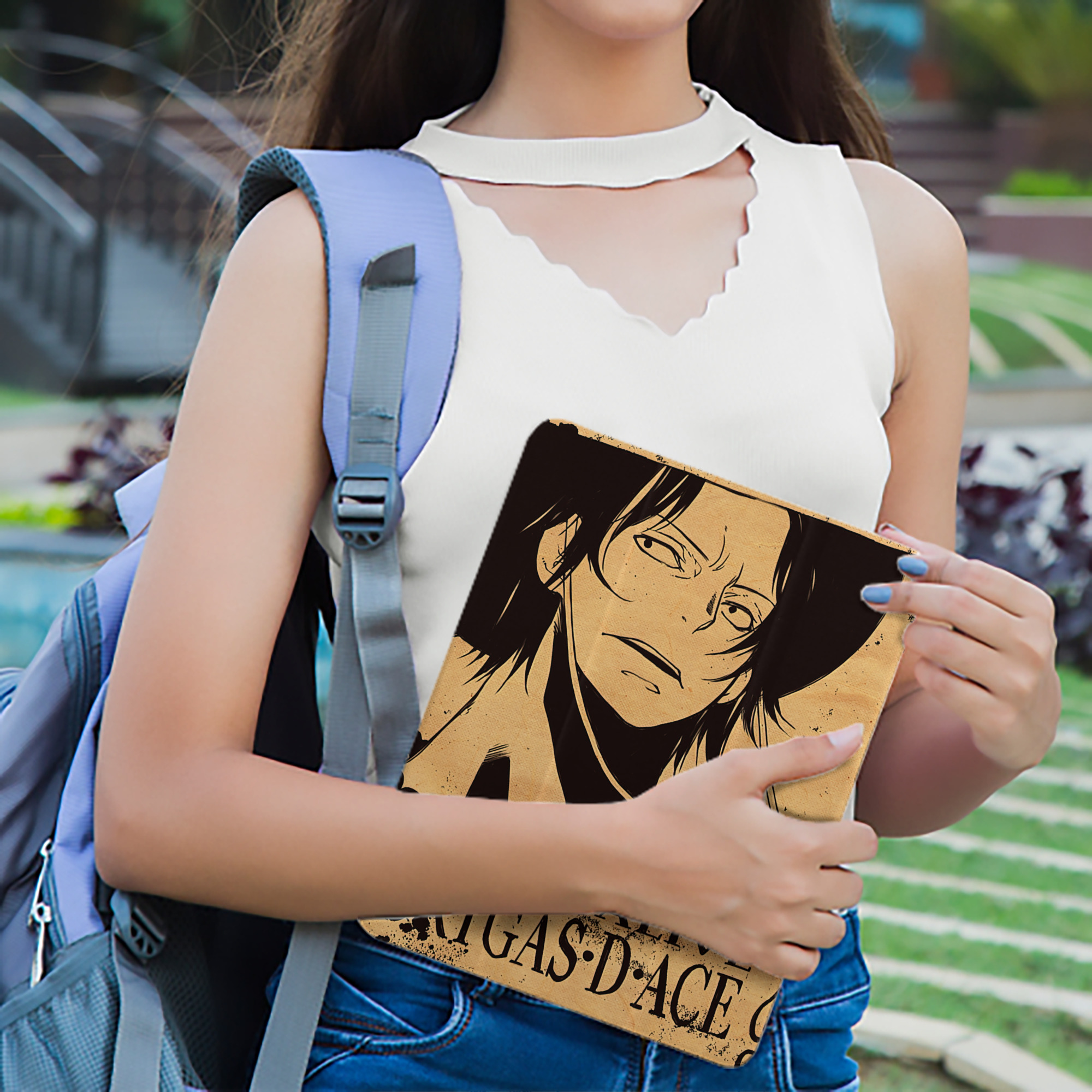 ワンピース ONE PIECE IPad ケース ペン収納付き 三つ折りスタンド PUレザー×シリコン 対応機種9.5/10.5/10.9インチ