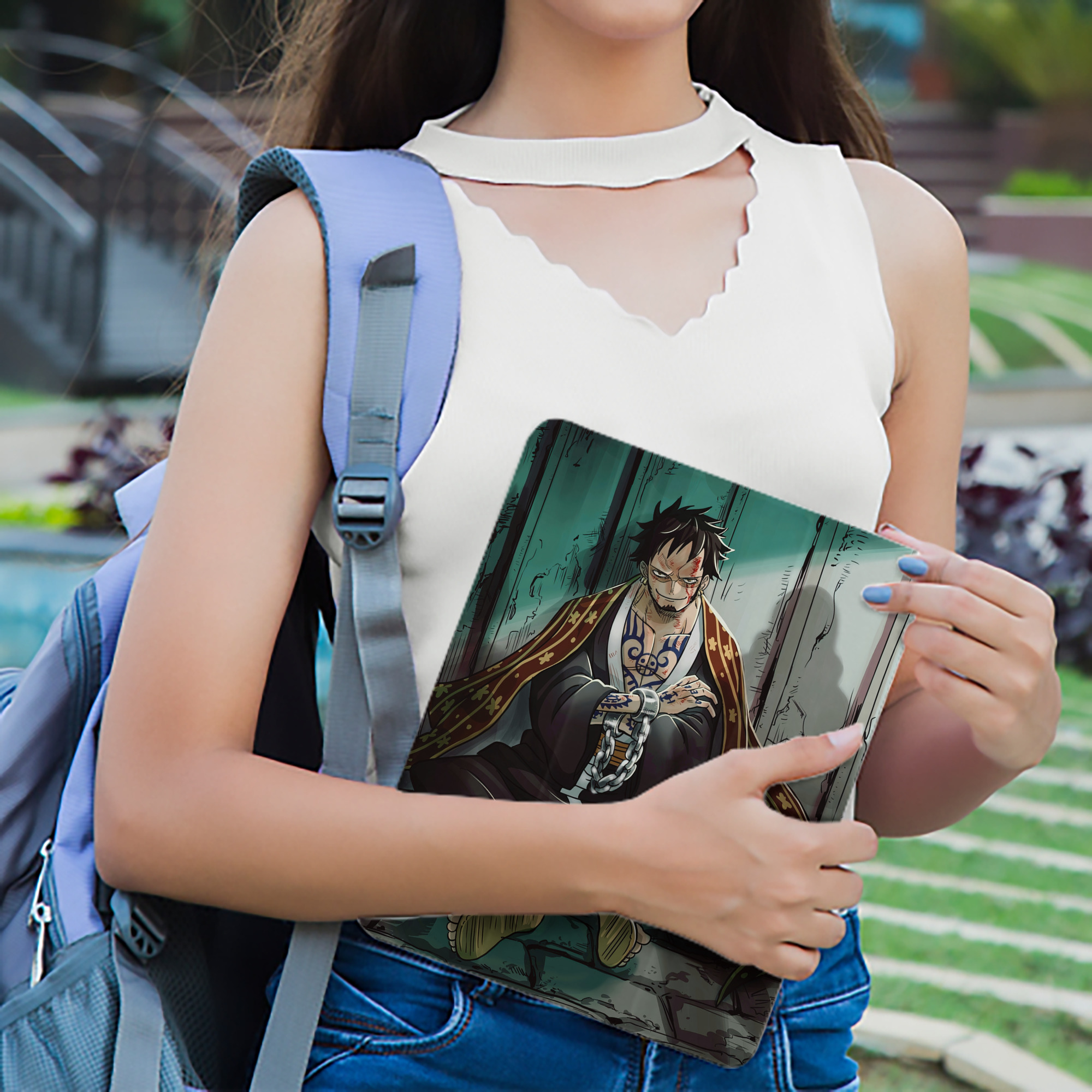 ワンピース ONE PIECE IPad ケース ペン収納付き 三つ折りスタンド PUレザー×シリコン 対応機種9.5/10.5/10.9インチ