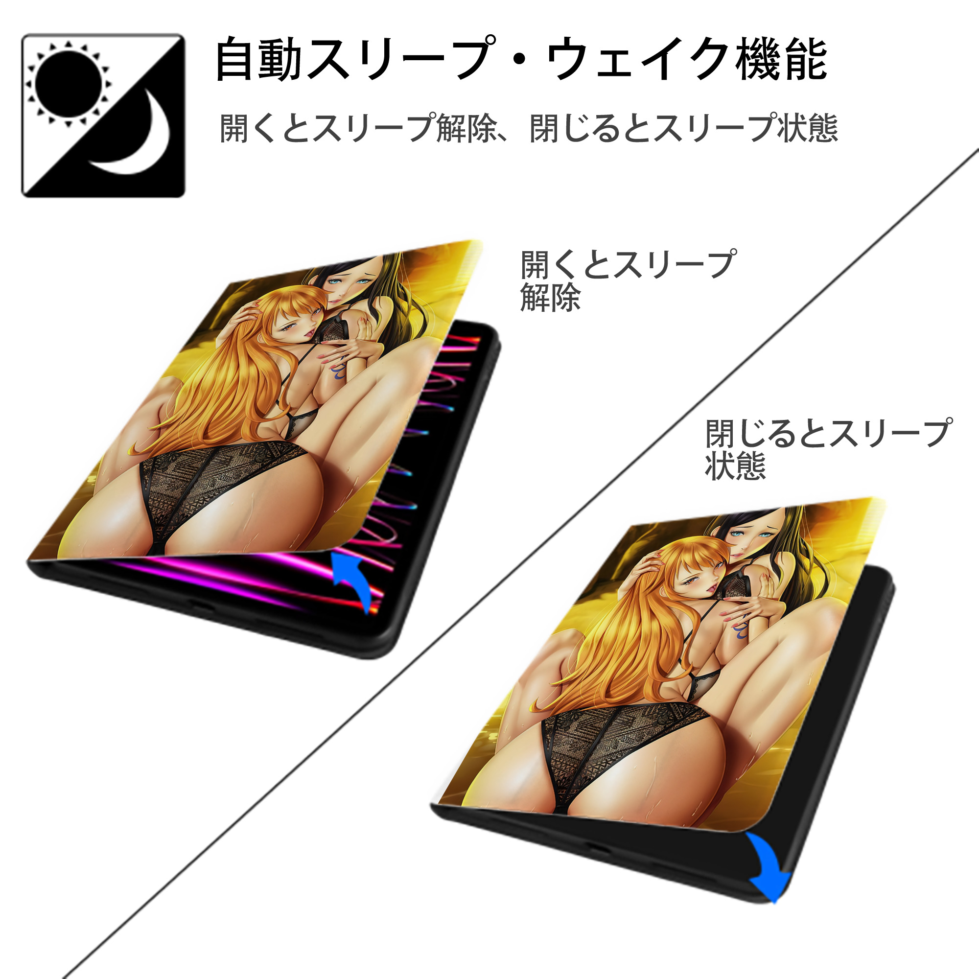 ワンピース ONE PIECE IPad ケース ペン収納付き 三つ折りスタンド PUレザー×シリコン 対応機種9.5/10.5/10.9インチ