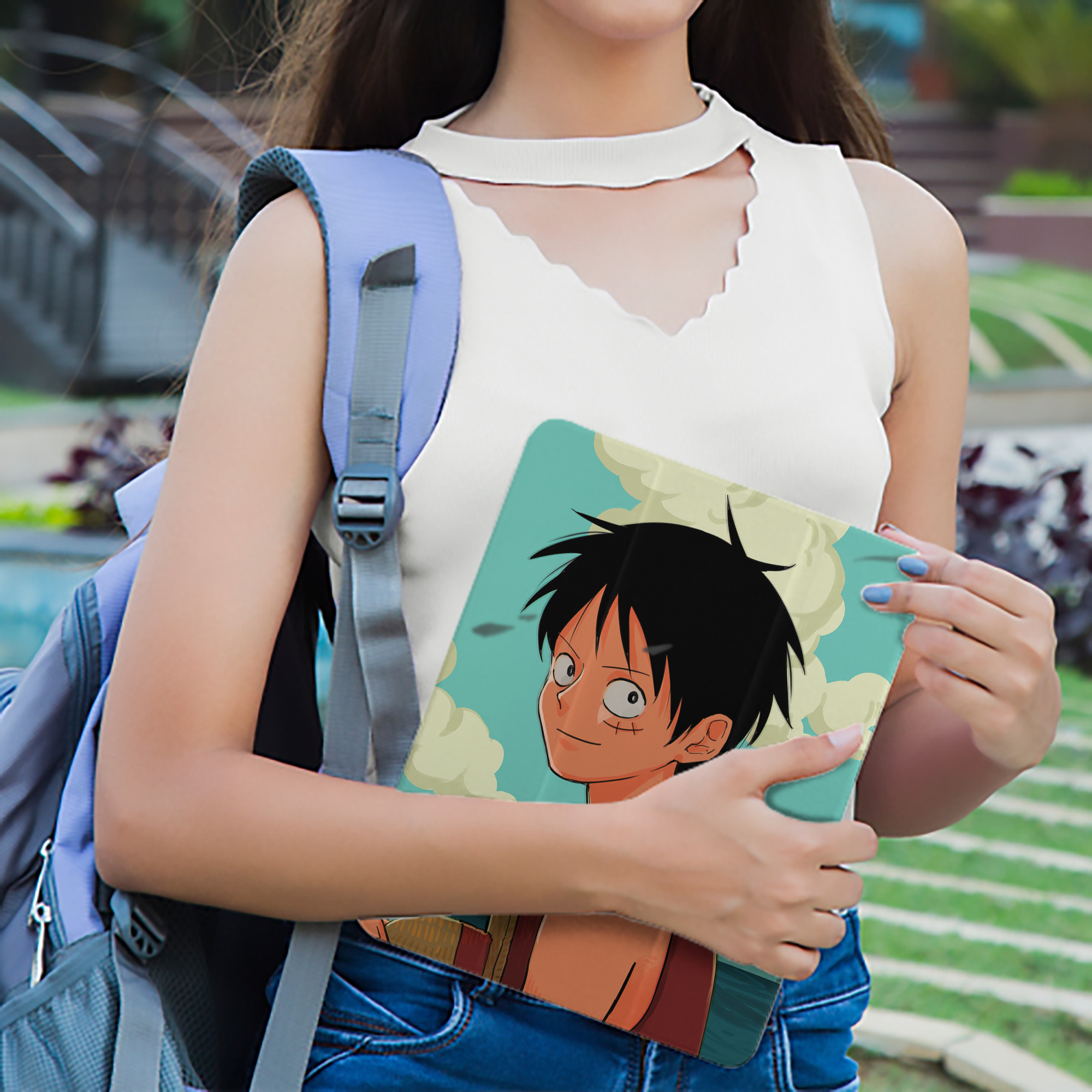 ワンピース ONE PIECE IPad ケース ペン収納付き 三つ折りスタンド PUレザー×シリコン 対応機種9.5/10.5/10.9インチ
