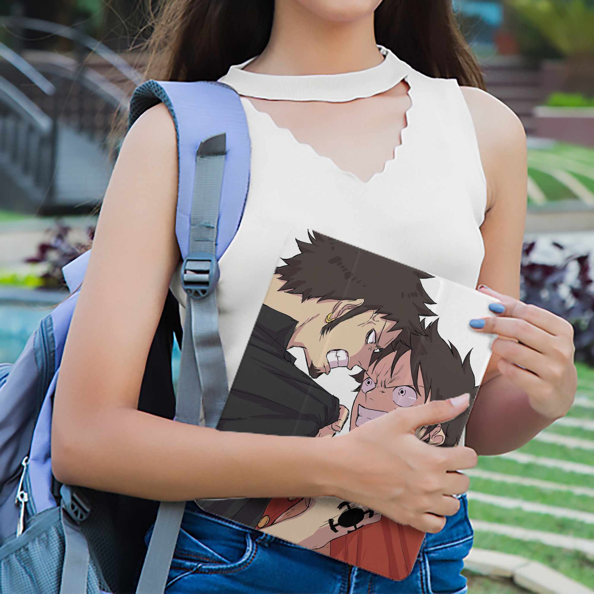 ワンピース ONE PIECE IPad ケース ペン収納付き 三つ折りスタンド PUレザー×シリコン 対応機種9.5/10.5/10.9インチ