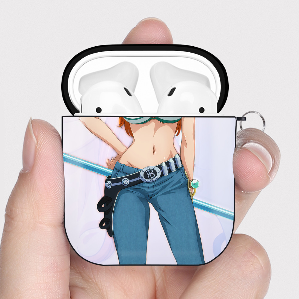 （画像用） ワンピース ONE PIECE AirPods 第2世代保護ケース ハードシェル ブラック 耐衝撃・防指紋・カラビナ付き