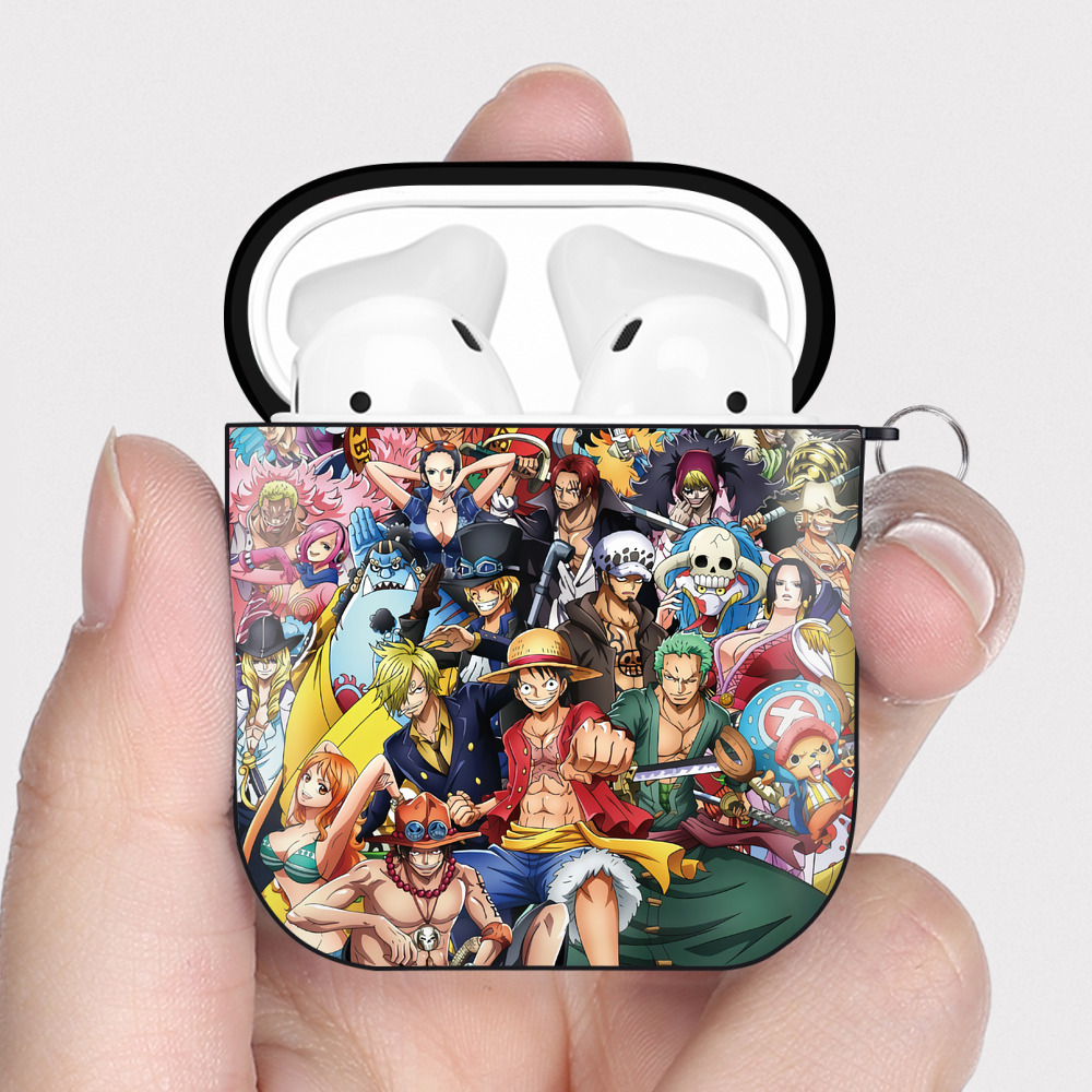 （画像用） ワンピース ONE PIECE AirPods 第2世代保護ケース ハードシェル ブラック 耐衝撃・防指紋・カラビナ付き