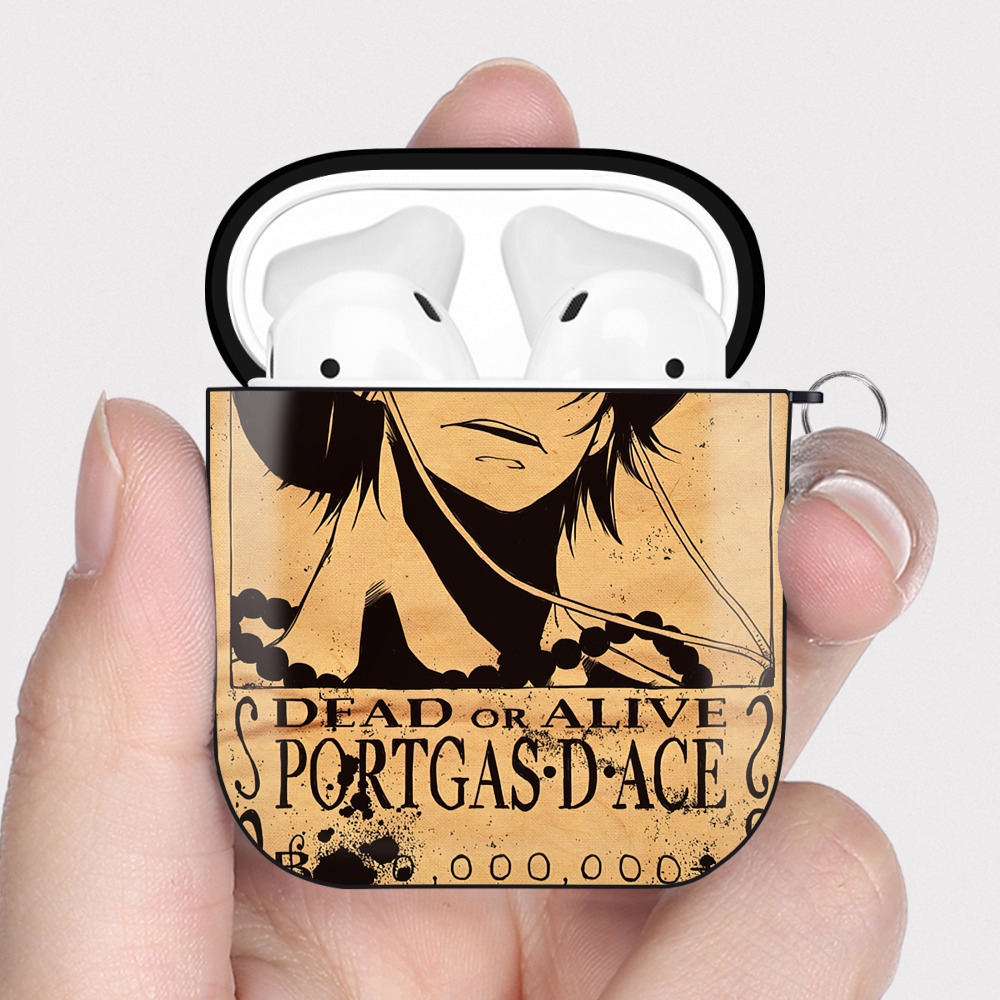 （画像用） ワンピース ONE PIECE AirPods 第2世代保護ケース ハードシェル ブラック 耐衝撃・防指紋・カラビナ付き