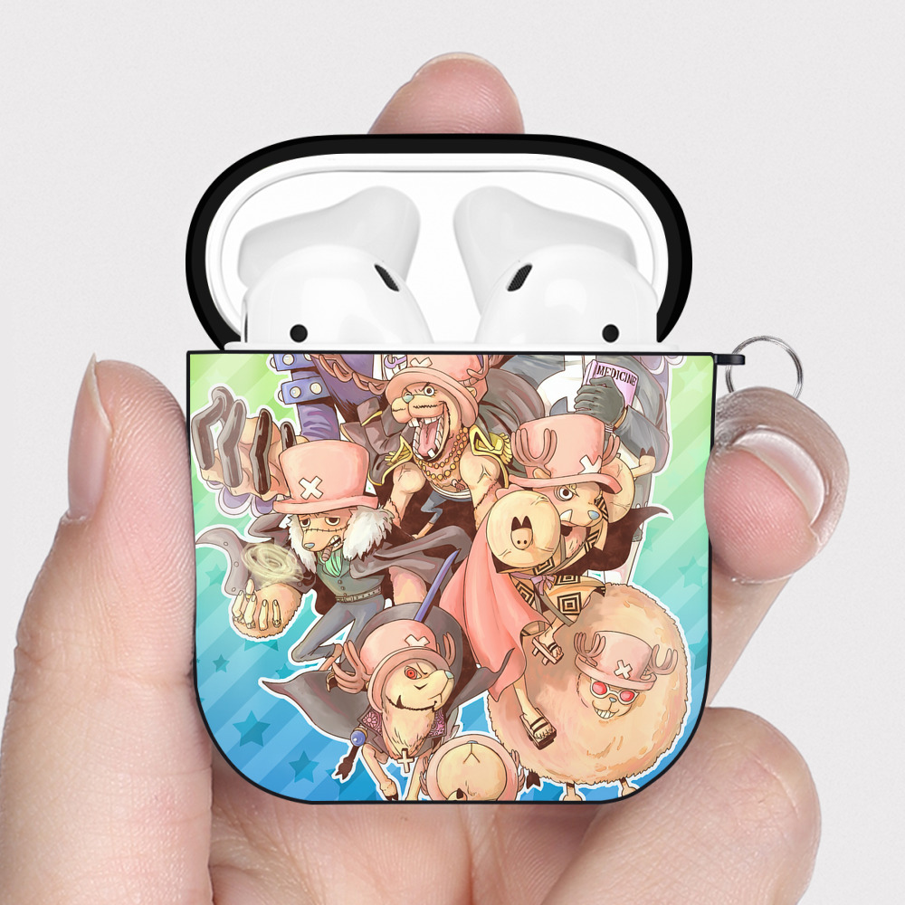 （画像用） ワンピース ONE PIECE AirPods 第2世代保護ケース ハードシェル ブラック 耐衝撃・防指紋・カラビナ付き