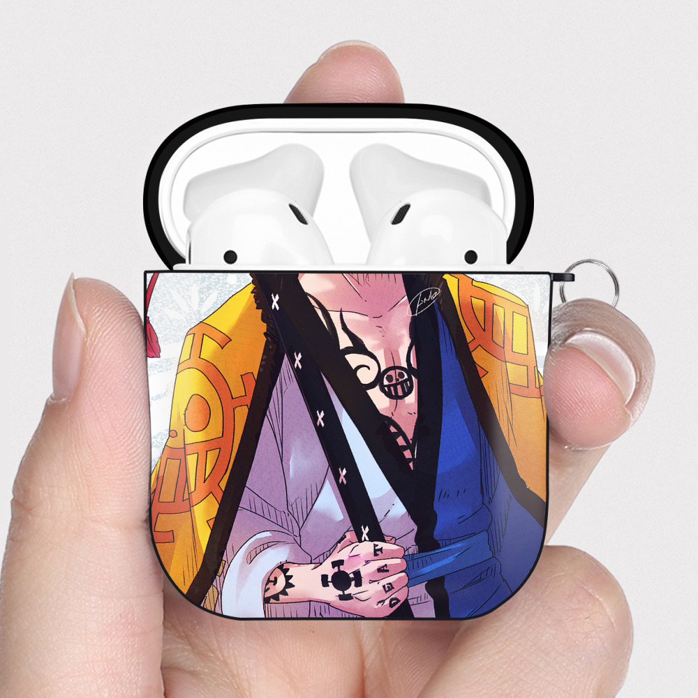（画像用） ワンピース ONE PIECE AirPods 第2世代保護ケース ハードシェル ブラック 耐衝撃・防指紋・カラビナ付き