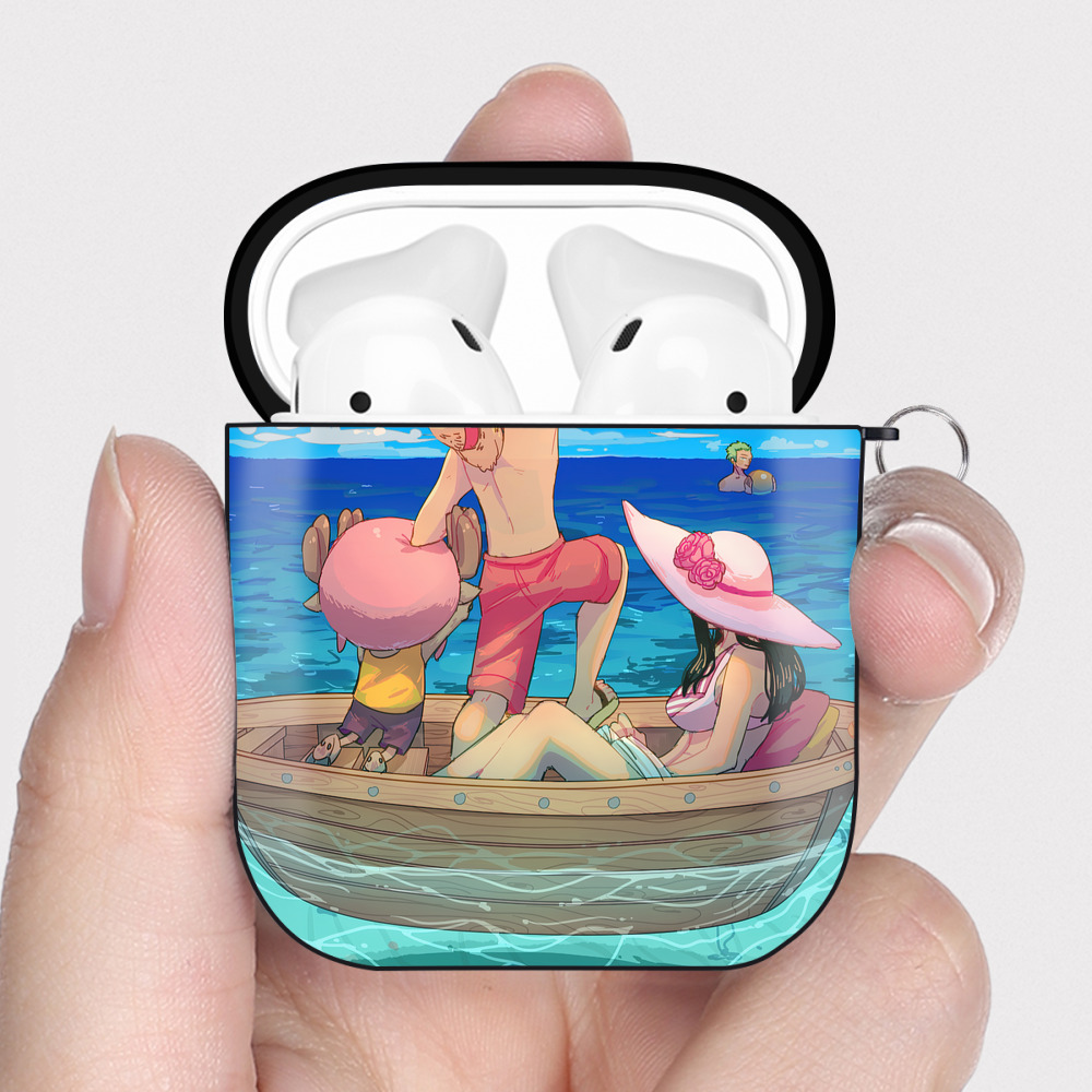 （画像用） ワンピース ONE PIECE AirPods 第2世代保護ケース ハードシェル ブラック 耐衝撃・防指紋・カラビナ付き