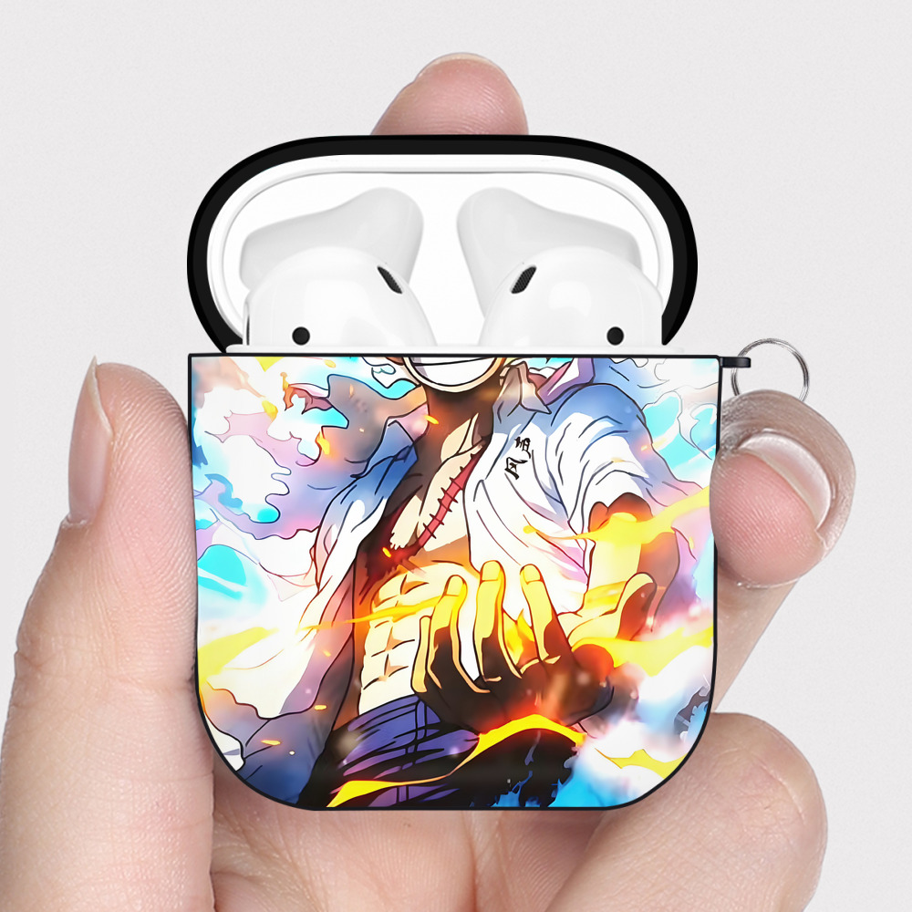 （画像用） ワンピース ONE PIECE AirPods 第2世代保護ケース ハードシェル ブラック 耐衝撃・防指紋・カラビナ付き
