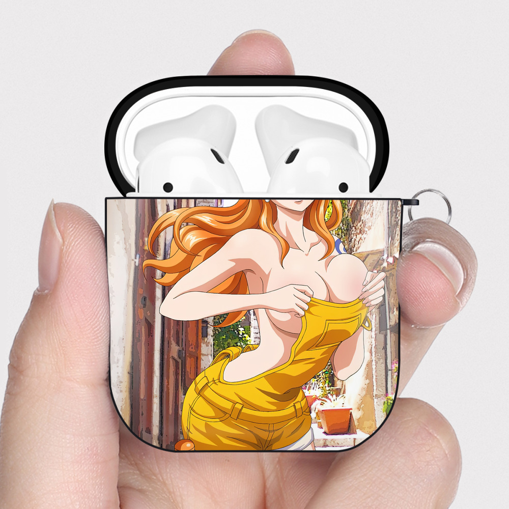 （画像用） ワンピース ONE PIECE AirPods 第2世代保護ケース ハードシェル ブラック 耐衝撃・防指紋・カラビナ付き