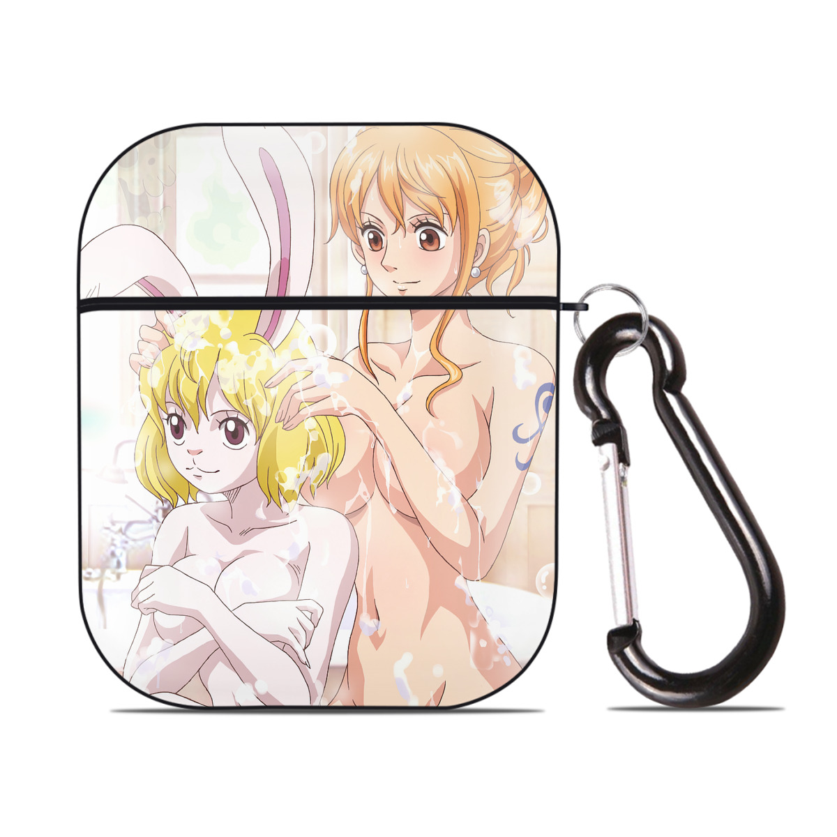 （画像用） ワンピース ONE PIECE AirPods 第2世代保護ケース ハードシェル ブラック 耐衝撃・防指紋・カラビナ付き