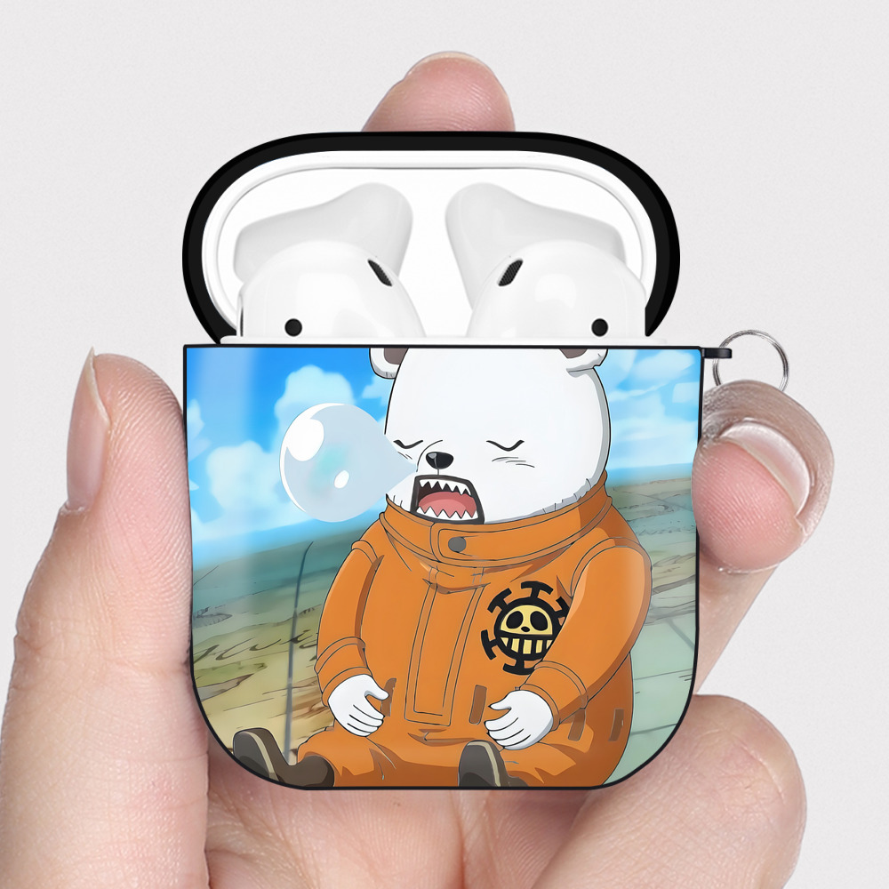 （画像用） ワンピース ONE PIECE AirPods 第2世代保護ケース ハードシェル ブラック 耐衝撃・防指紋・カラビナ付き