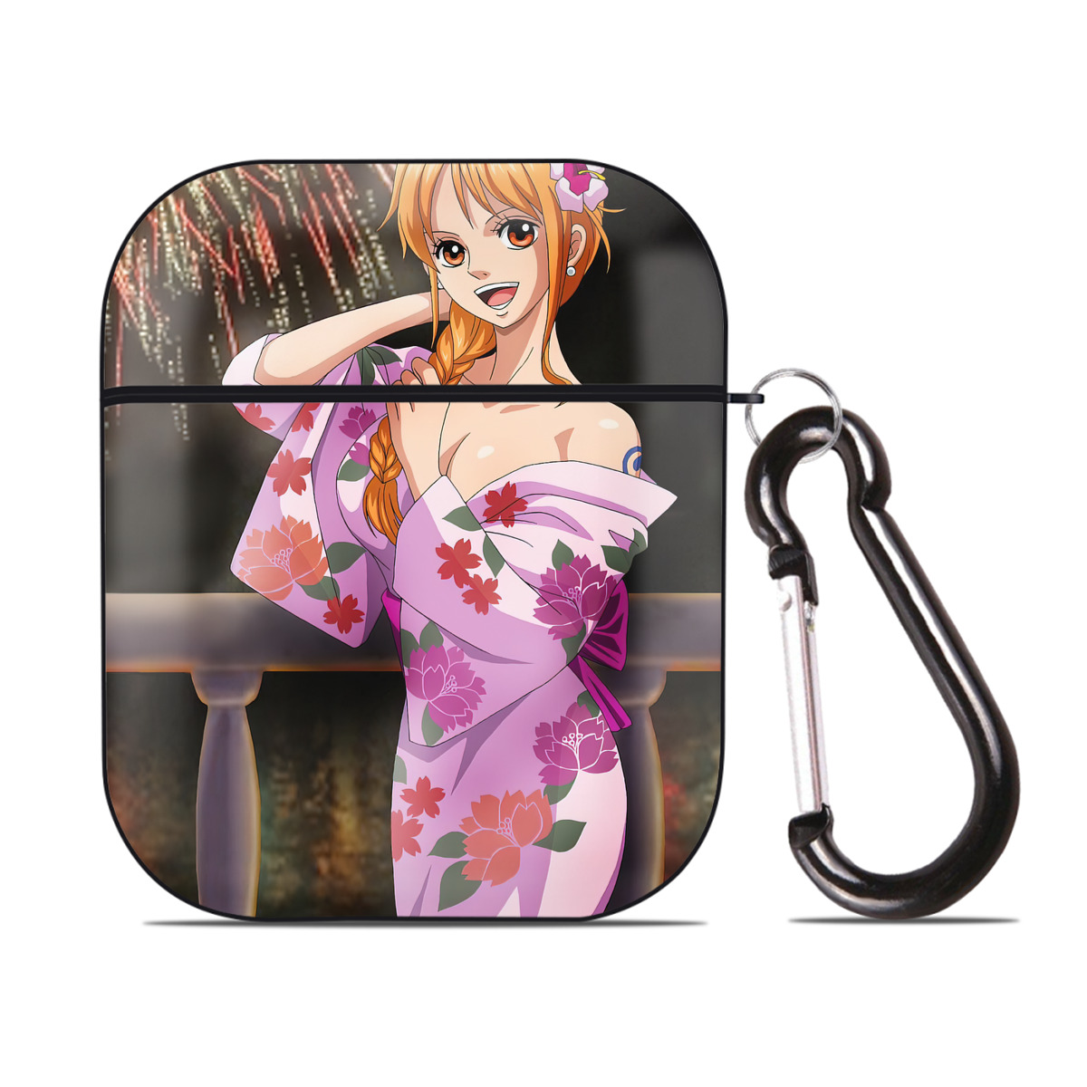 （画像用） ワンピース ONE PIECE AirPods 第2世代保護ケース ハードシェル ブラック 耐衝撃・防指紋・カラビナ付き