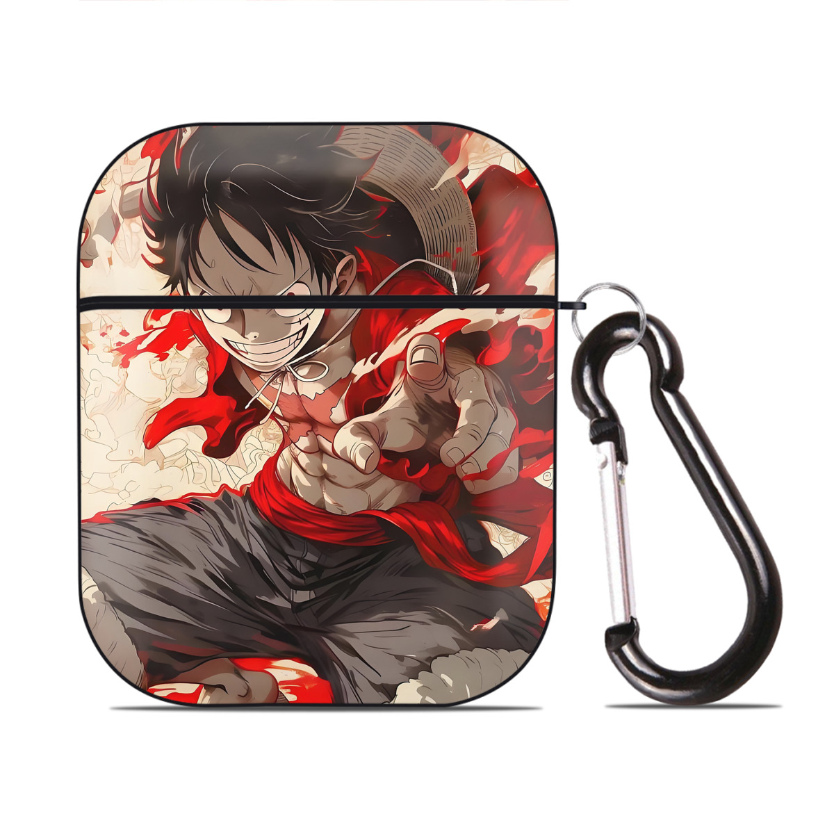 （画像用） ワンピース ONE PIECE AirPods 第2世代保護ケース ハードシェル ブラック 耐衝撃・防指紋・カラビナ付き
