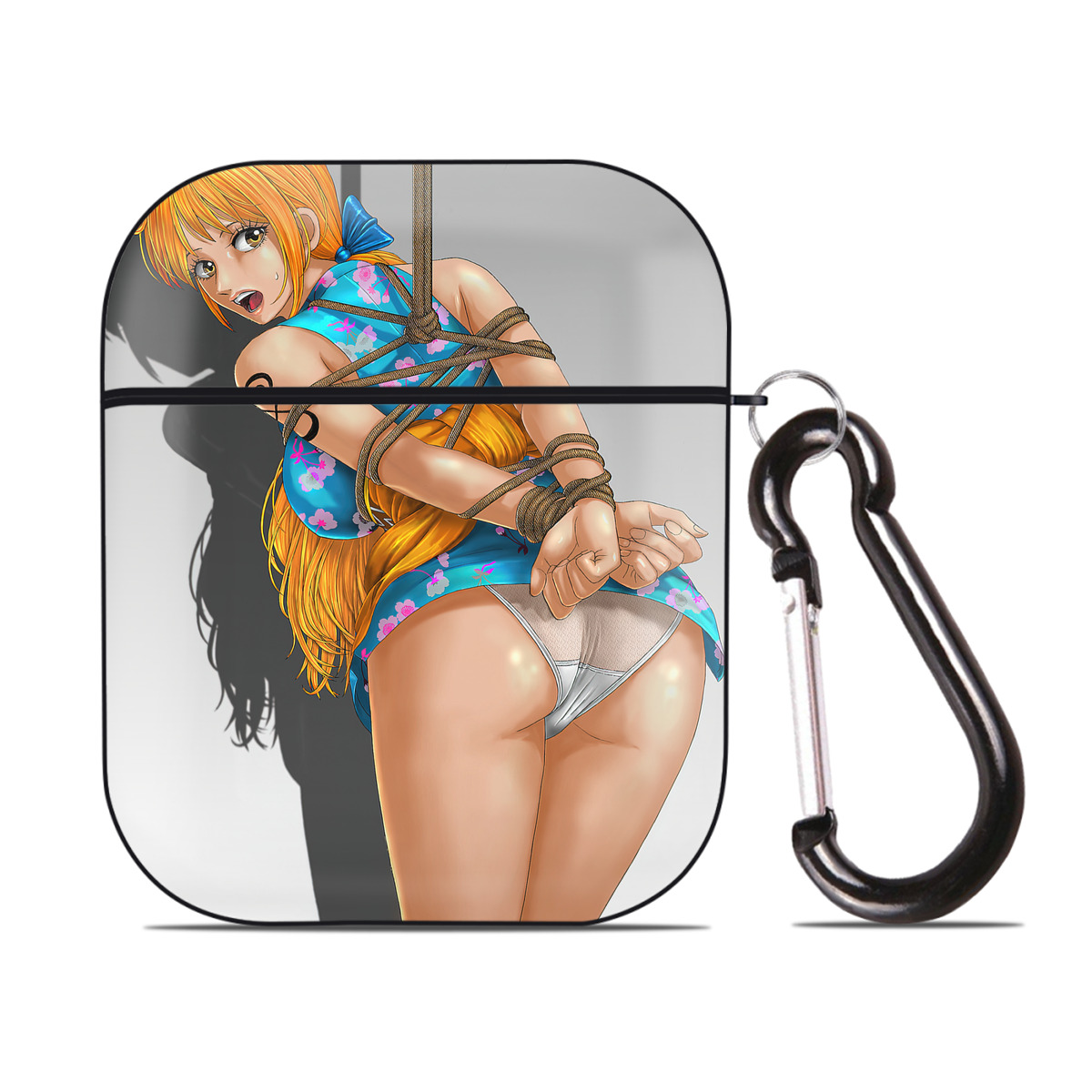 （画像用） ワンピース ONE PIECE AirPods 第2世代保護ケース ハードシェル ブラック 耐衝撃・防指紋・カラビナ付き
