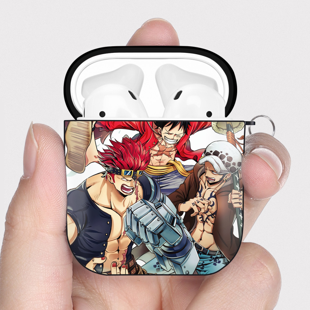 （画像用） ワンピース ONE PIECE AirPods 第2世代保護ケース ハードシェル ブラック 耐衝撃・防指紋・カラビナ付き