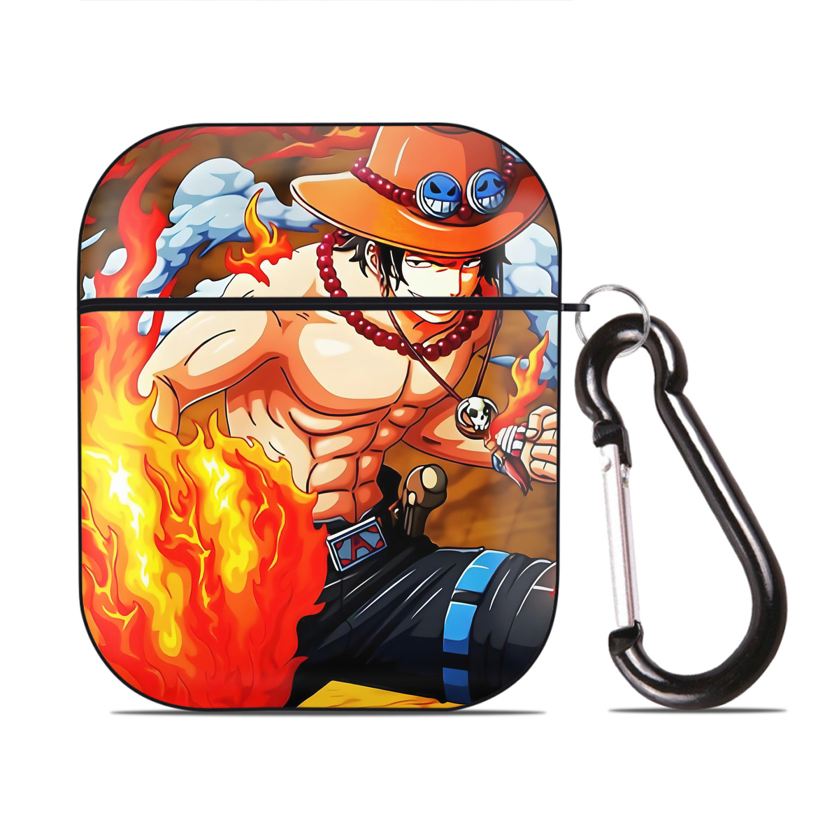 （画像用） ワンピース ONE PIECE AirPods 第2世代保護ケース ハードシェル ブラック 耐衝撃・防指紋・カラビナ付き
