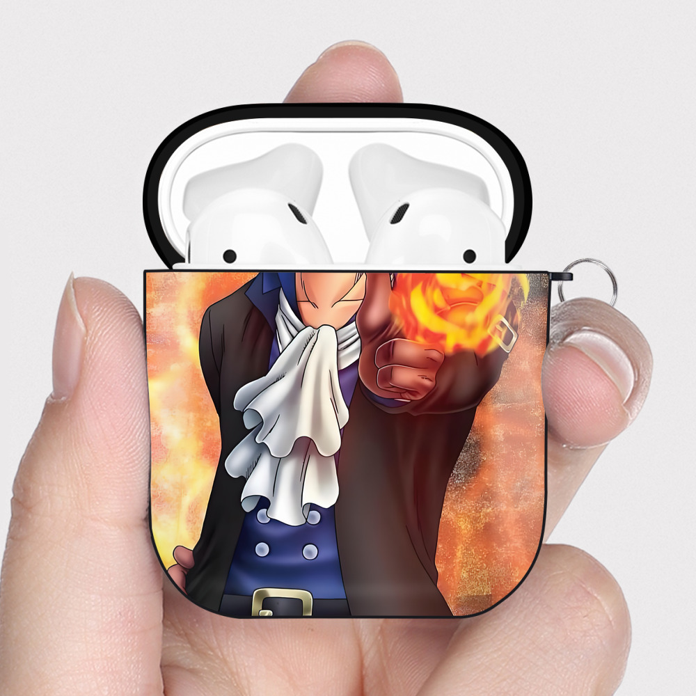 （画像用） ワンピース ONE PIECE AirPods 第2世代保護ケース ハードシェル ブラック 耐衝撃・防指紋・カラビナ付き