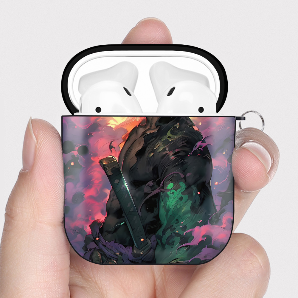 （画像用） ワンピース ONE PIECE AirPods 第2世代保護ケース ハードシェル ブラック 耐衝撃・防指紋・カラビナ付き