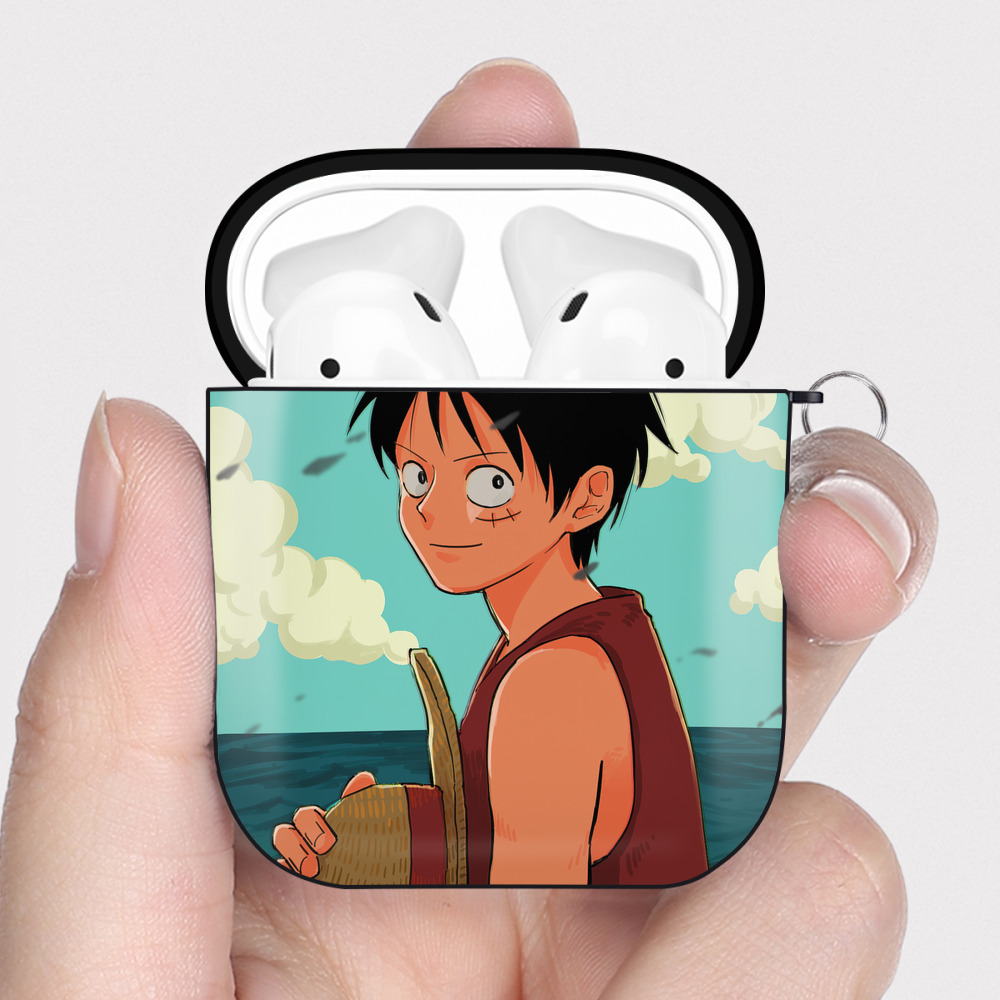 （画像用） ワンピース ONE PIECE AirPods 第2世代保護ケース ハードシェル ブラック 耐衝撃・防指紋・カラビナ付き