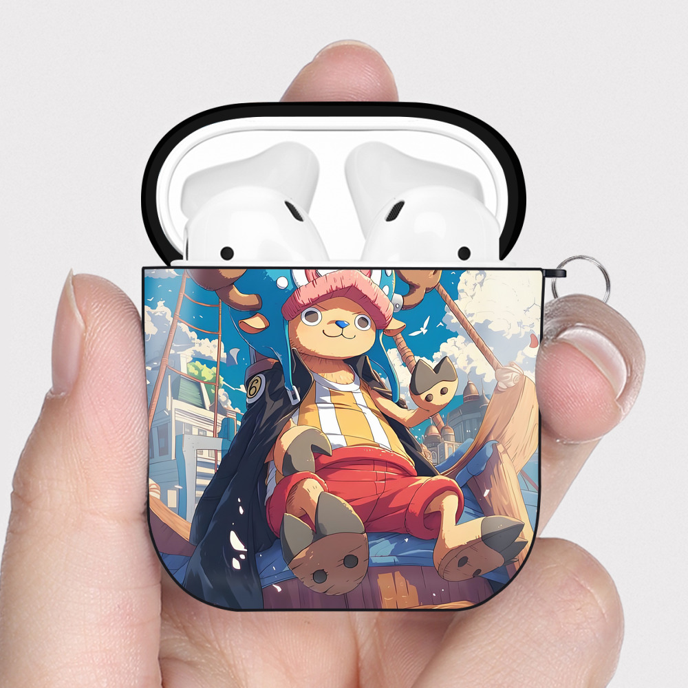 （画像用） ワンピース ONE PIECE AirPods 第2世代保護ケース ハードシェル ブラック 耐衝撃・防指紋・カラビナ付き