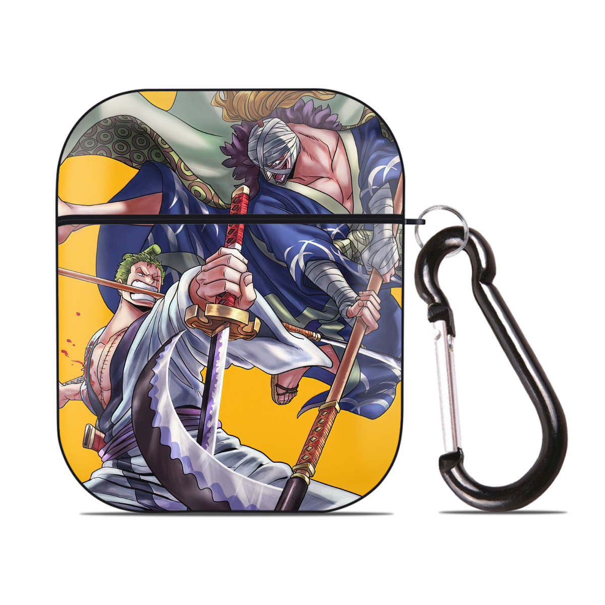 （画像用） ワンピース ONE PIECE AirPods 第2世代保護ケース ハードシェル ブラック 耐衝撃・防指紋・カラビナ付き
