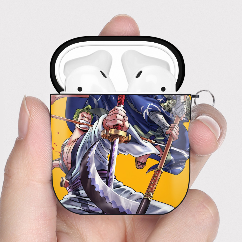 （画像用） ワンピース ONE PIECE AirPods 第2世代保護ケース ハードシェル ブラック 耐衝撃・防指紋・カラビナ付き