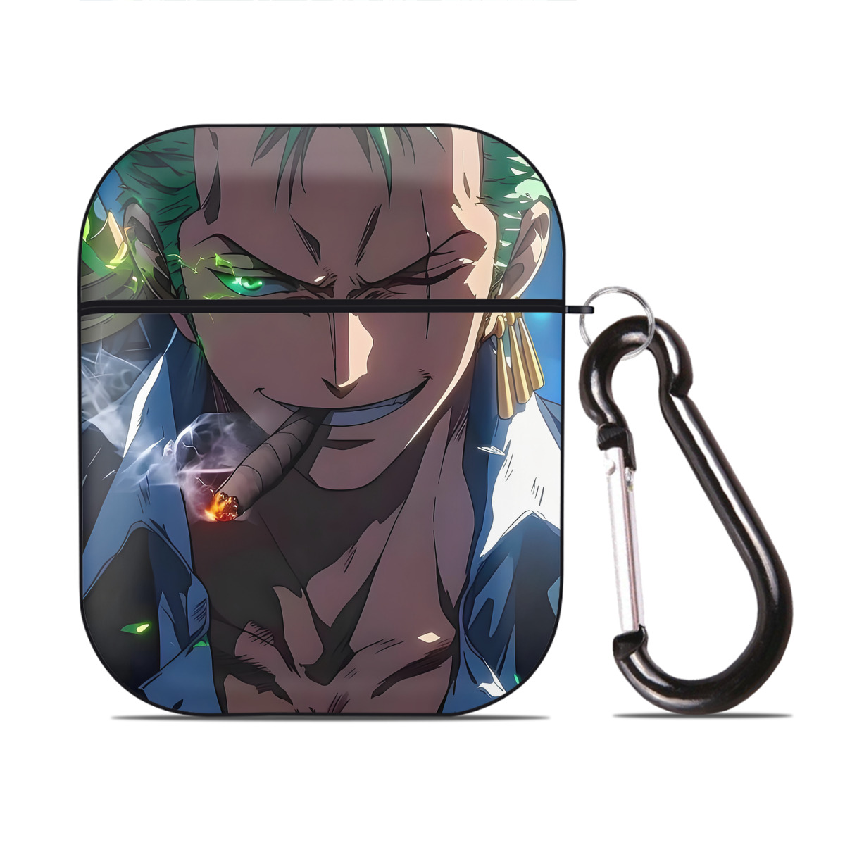 （画像用） ワンピース ONE PIECE AirPods 第2世代保護ケース ハードシェル ブラック 耐衝撃・防指紋・カラビナ付き