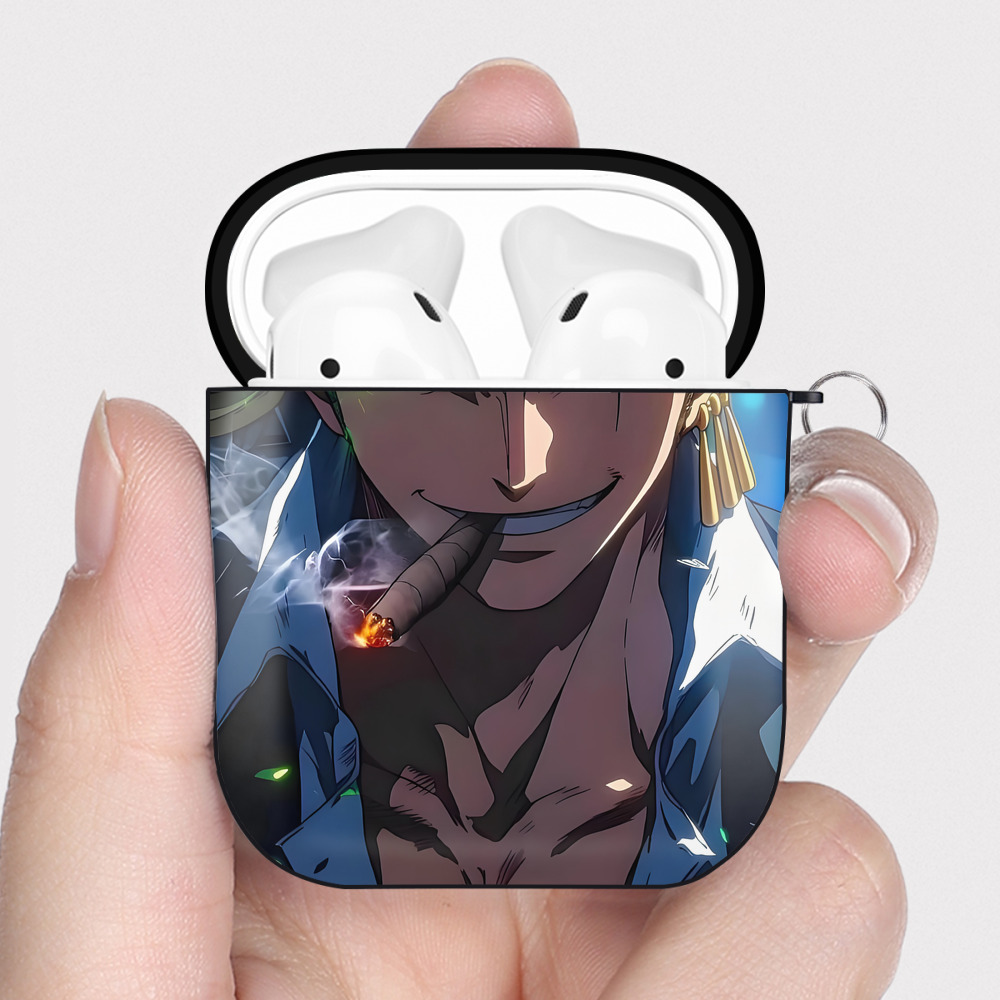 （画像用） ワンピース ONE PIECE AirPods 第2世代保護ケース ハードシェル ブラック 耐衝撃・防指紋・カラビナ付き