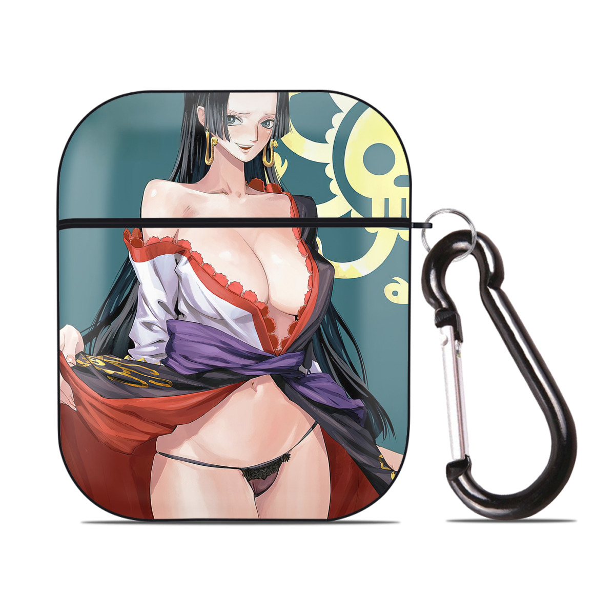 （画像用） ワンピース ONE PIECE AirPods 第2世代保護ケース ハードシェル ブラック 耐衝撃・防指紋・カラビナ付き