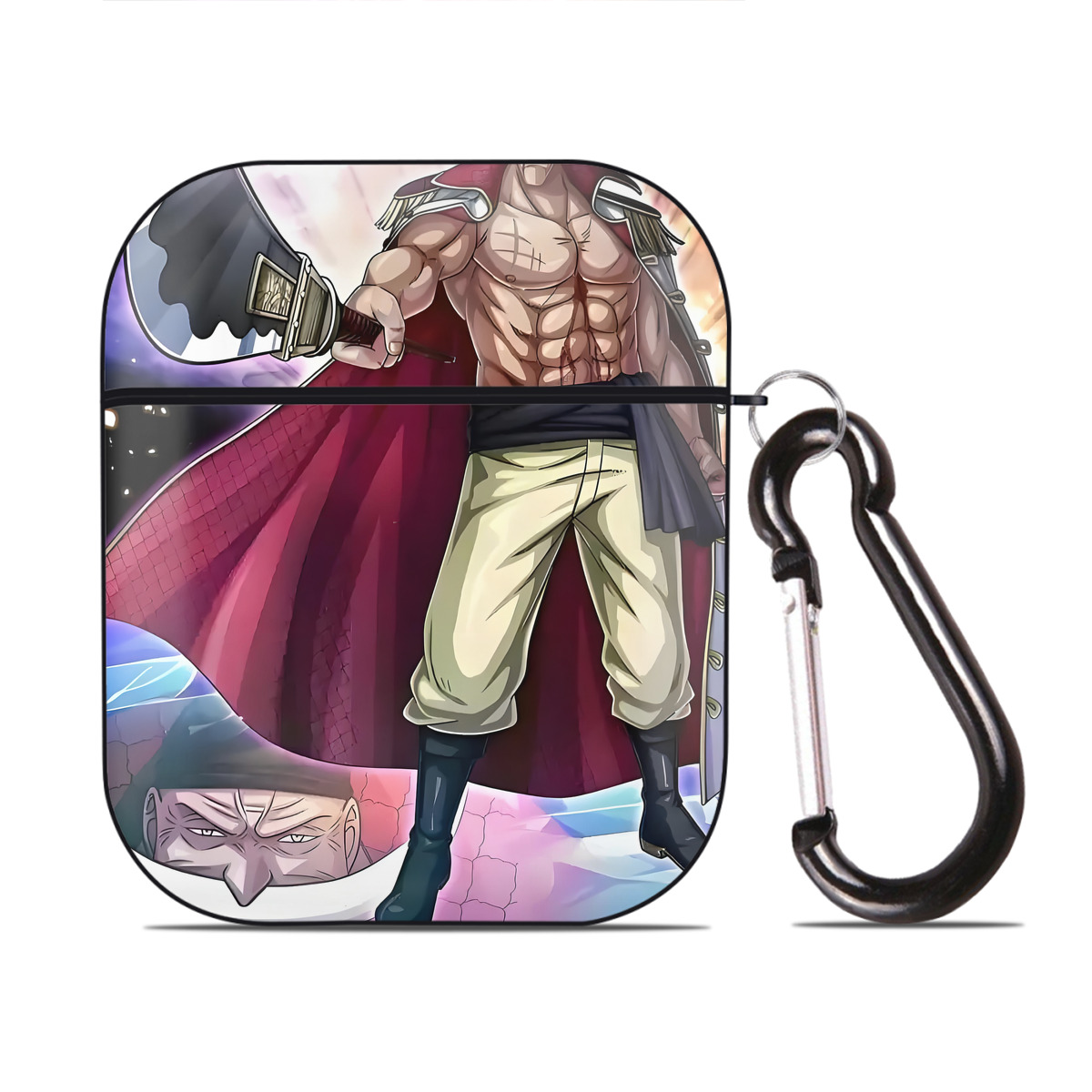 （画像用） ワンピース ONE PIECE AirPods 第2世代保護ケース ハードシェル ブラック 耐衝撃・防指紋・カラビナ付き