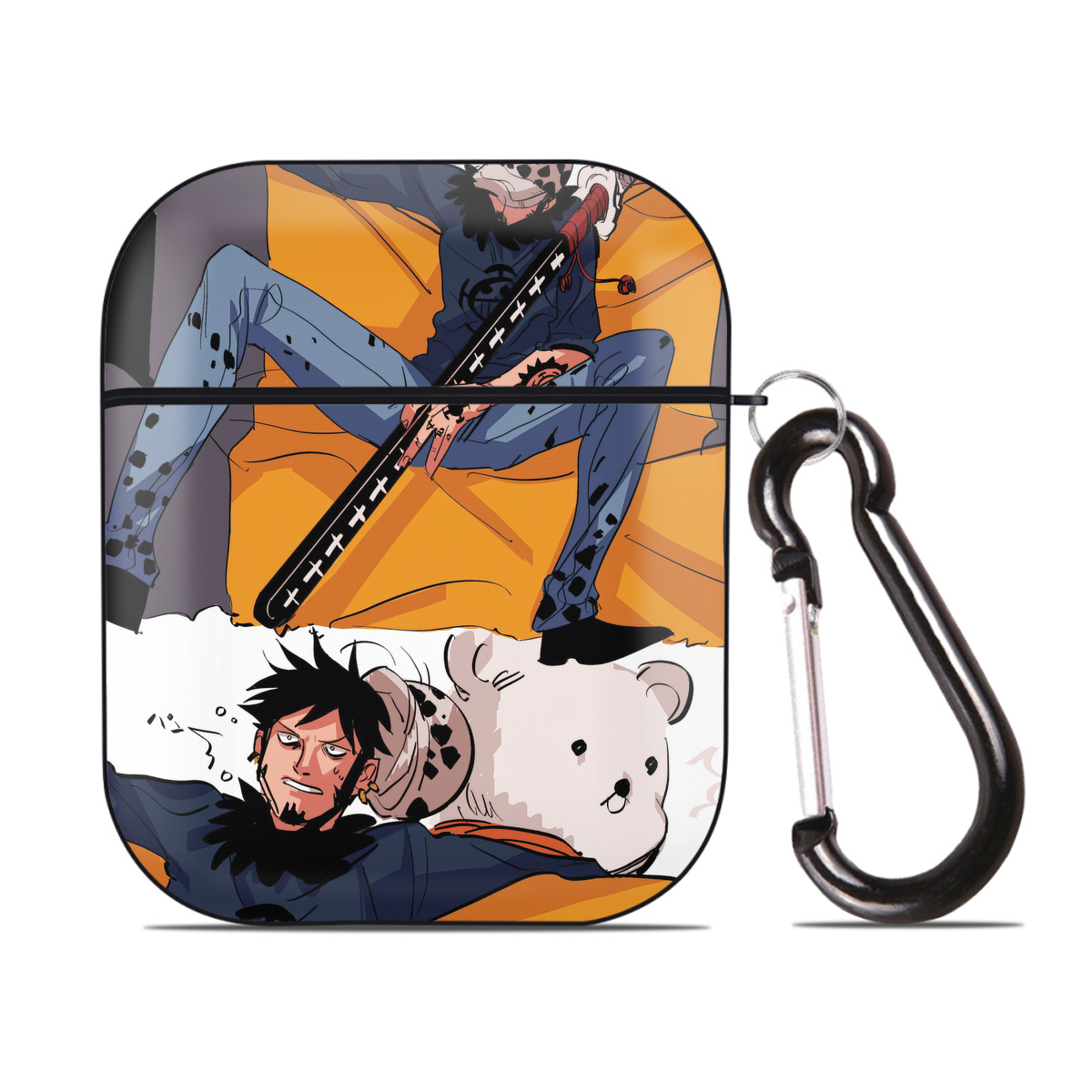 （画像用） ワンピース ONE PIECE AirPods 第2世代保護ケース ハードシェル ブラック 耐衝撃・防指紋・カラビナ付き