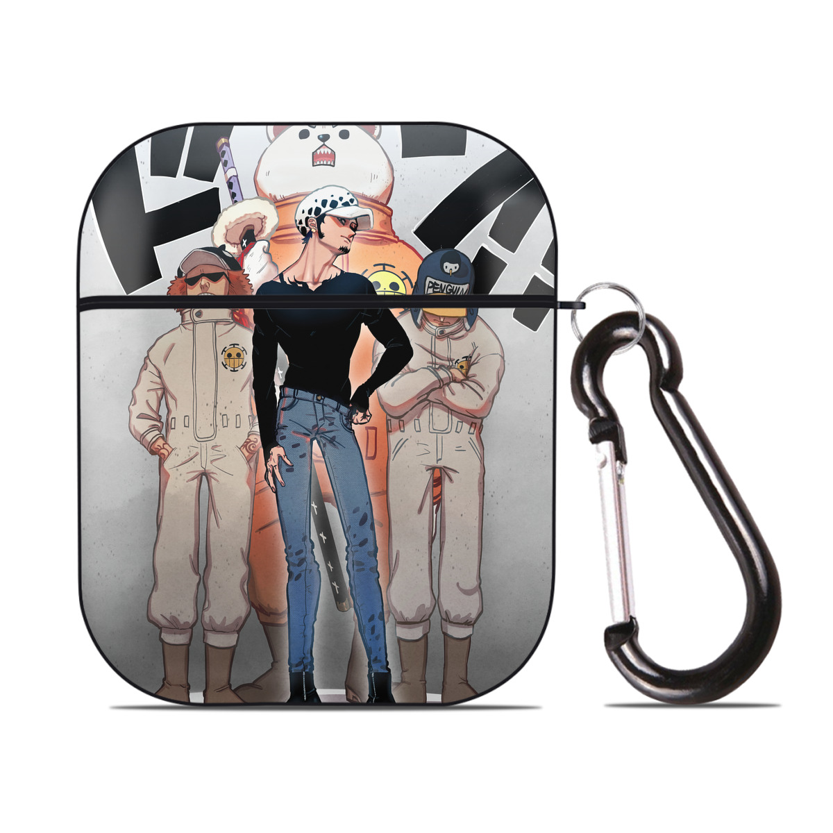 （画像用） ワンピース ONE PIECE AirPods 第2世代保護ケース ハードシェル ブラック 耐衝撃・防指紋・カラビナ付き