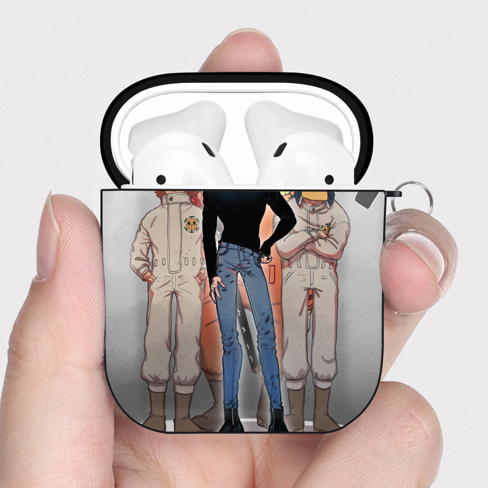 （画像用） ワンピース ONE PIECE AirPods 第2世代保護ケース ハードシェル ブラック 耐衝撃・防指紋・カラビナ付き