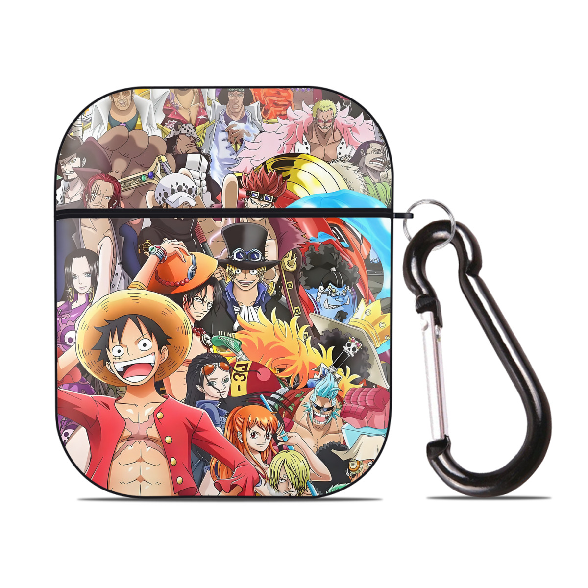 （画像用） ワンピース ONE PIECE AirPods 第2世代保護ケース ハードシェル ブラック 耐衝撃・防指紋・カラビナ付き