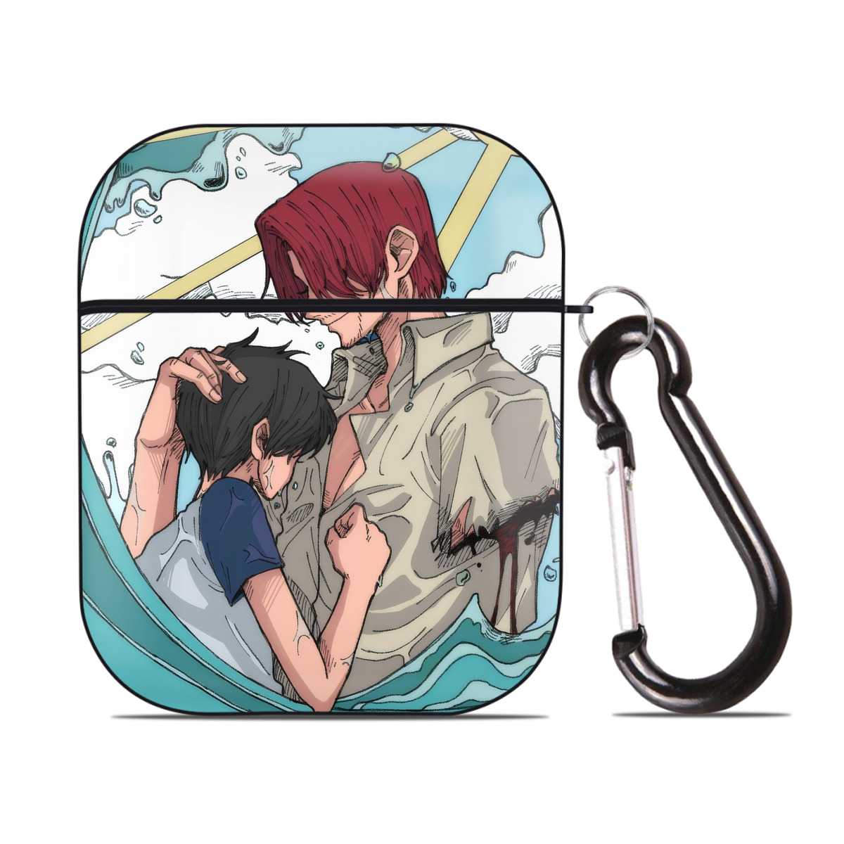 （画像用） ワンピース ONE PIECE AirPods 第2世代保護ケース ハードシェル ブラック 耐衝撃・防指紋・カラビナ付き