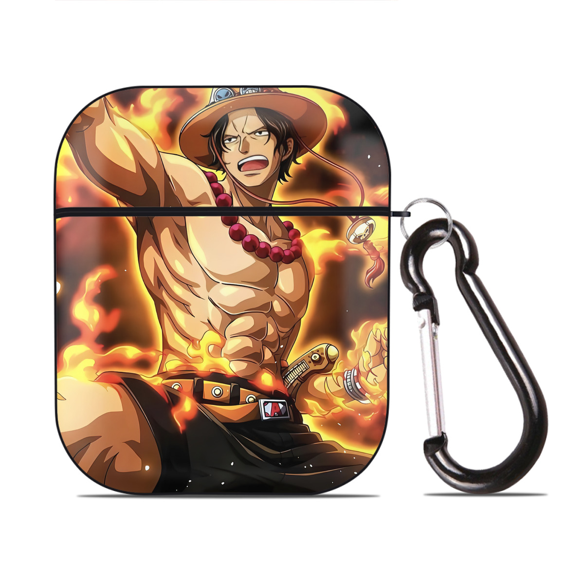 （画像用） ワンピース ONE PIECE AirPods 第2世代保護ケース ハードシェル ブラック 耐衝撃・防指紋・カラビナ付き