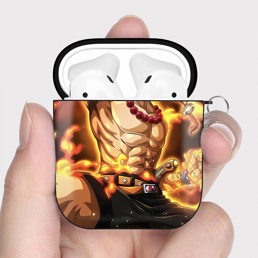 （画像用） ワンピース ONE PIECE AirPods 第2世代保護ケース ハードシェル ブラック 耐衝撃・防指紋・カラビナ付き