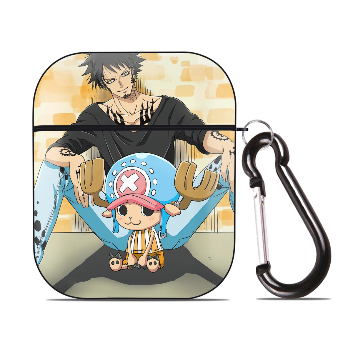 （画像用） ワンピース ONE PIECE AirPods 第2世代保護ケース ハードシェル ブラック 耐衝撃・防指紋・カラビナ付き