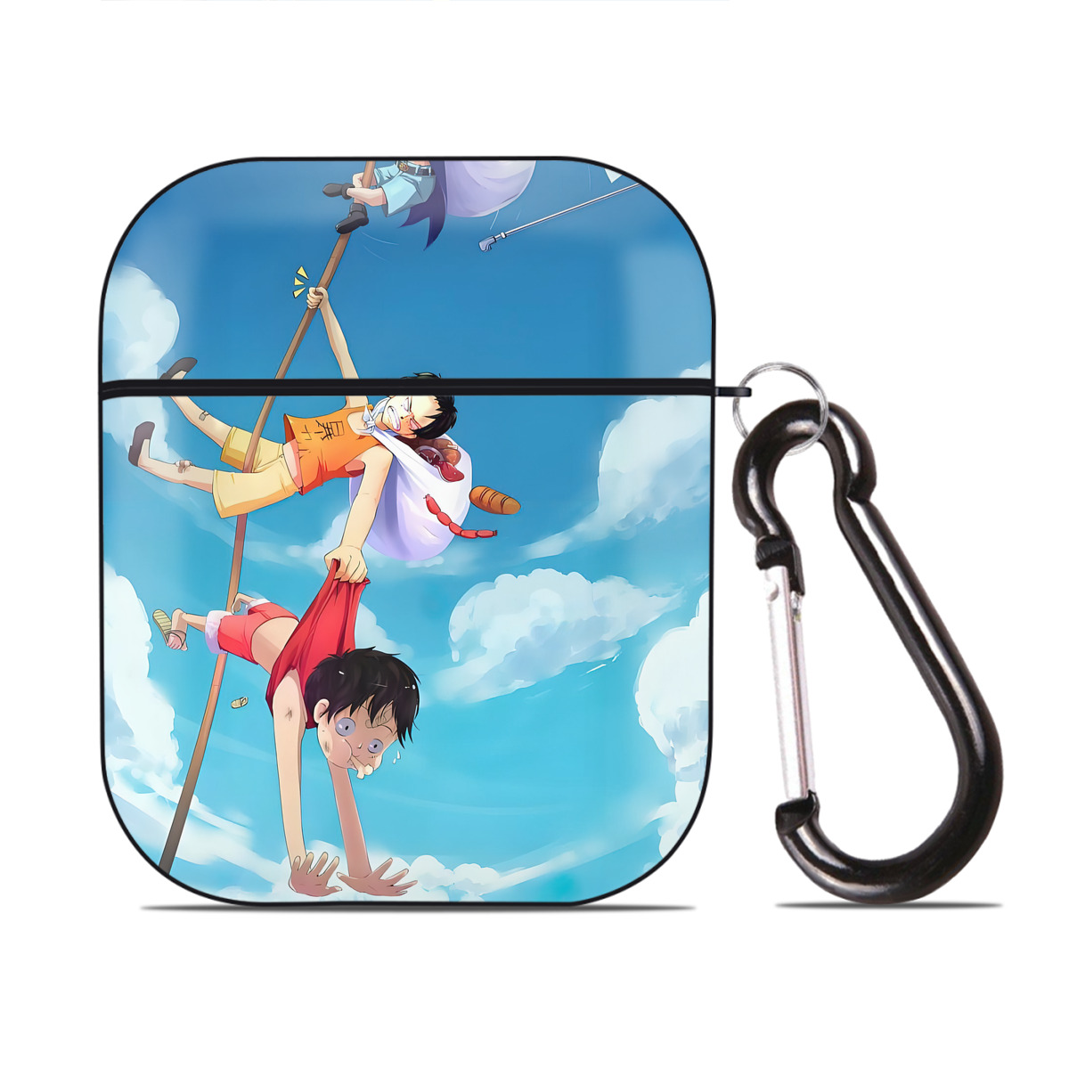 （画像用） ワンピース ONE PIECE AirPods 第2世代保護ケース ハードシェル ブラック 耐衝撃・防指紋・カラビナ付き