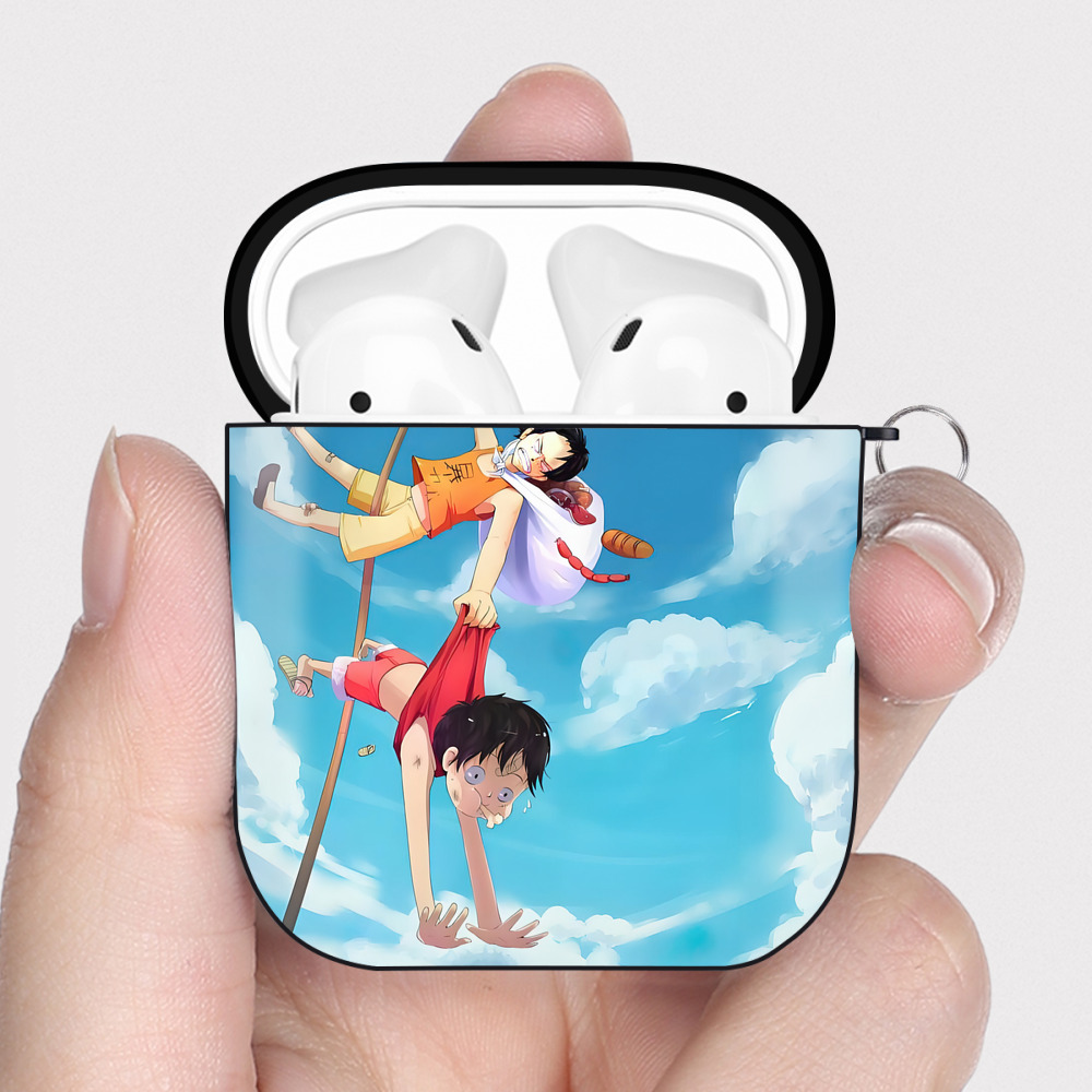 （画像用） ワンピース ONE PIECE AirPods 第2世代保護ケース ハードシェル ブラック 耐衝撃・防指紋・カラビナ付き