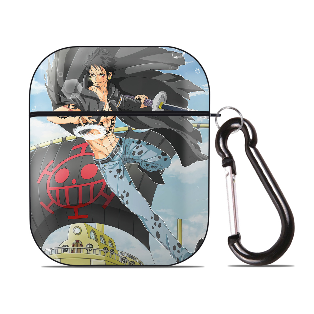 （画像用） ワンピース ONE PIECE AirPods 第2世代保護ケース ハードシェル ブラック 耐衝撃・防指紋・カラビナ付き