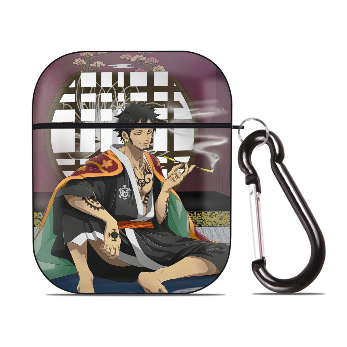 （画像用） ワンピース ONE PIECE AirPods 第2世代保護ケース ハードシェル ブラック 耐衝撃・防指紋・カラビナ付き