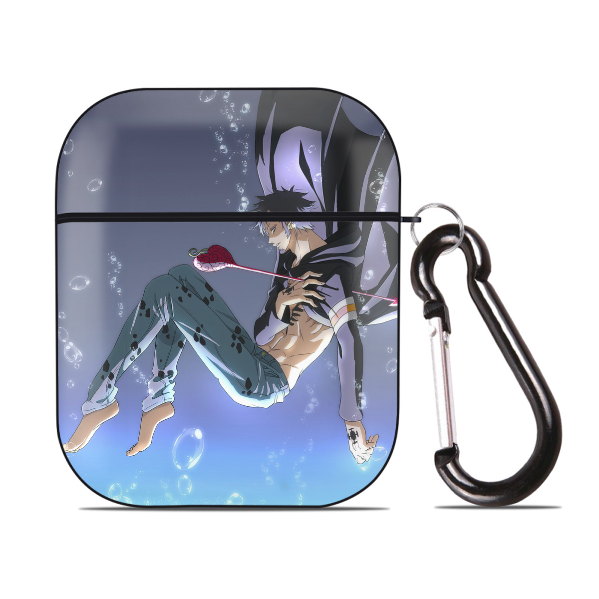 （画像用） ワンピース ONE PIECE AirPods 第2世代保護ケース ハードシェル ブラック 耐衝撃・防指紋・カラビナ付き